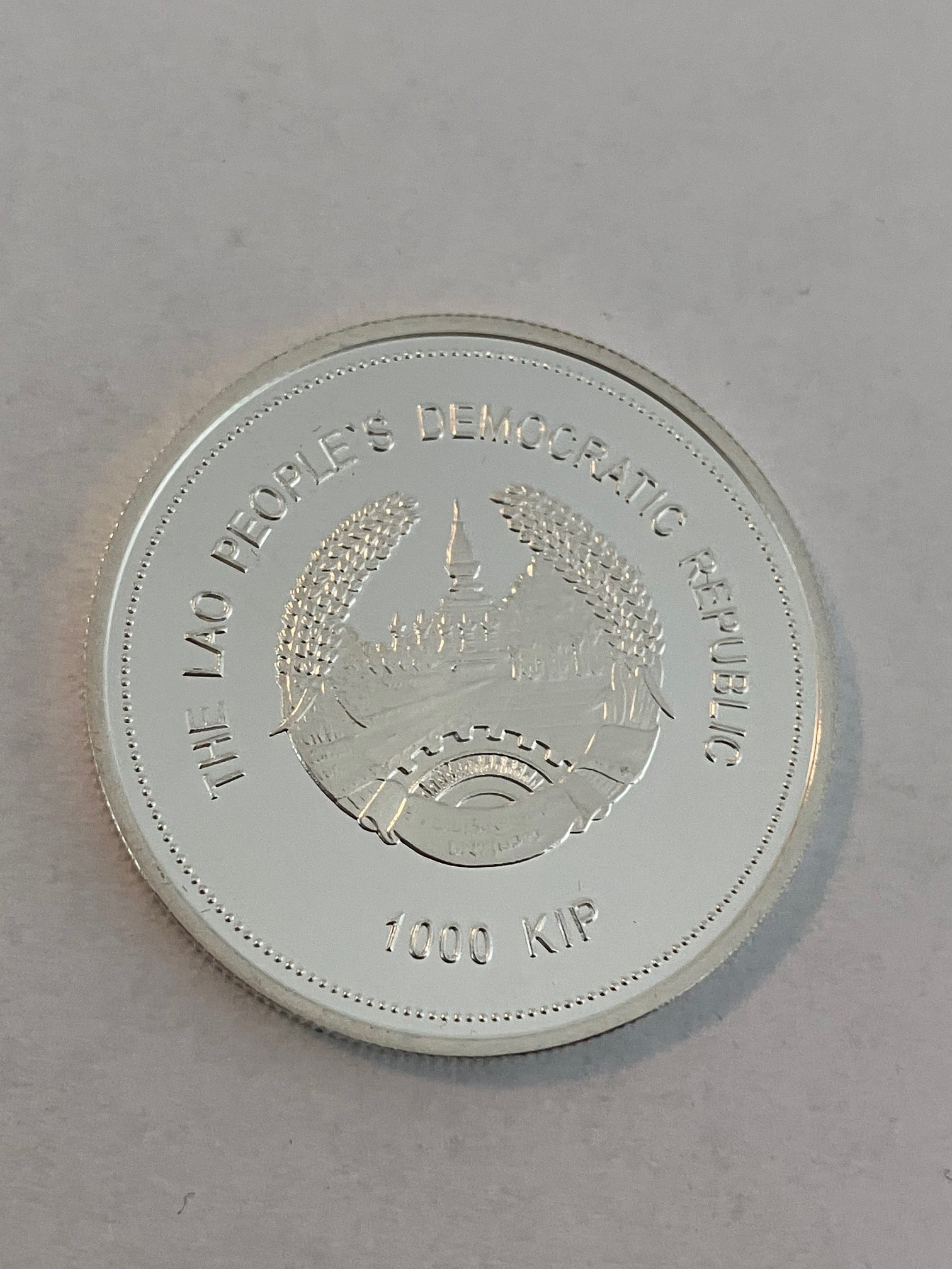 1000 Kip Olympics - Laos 2004 - .999 Silver