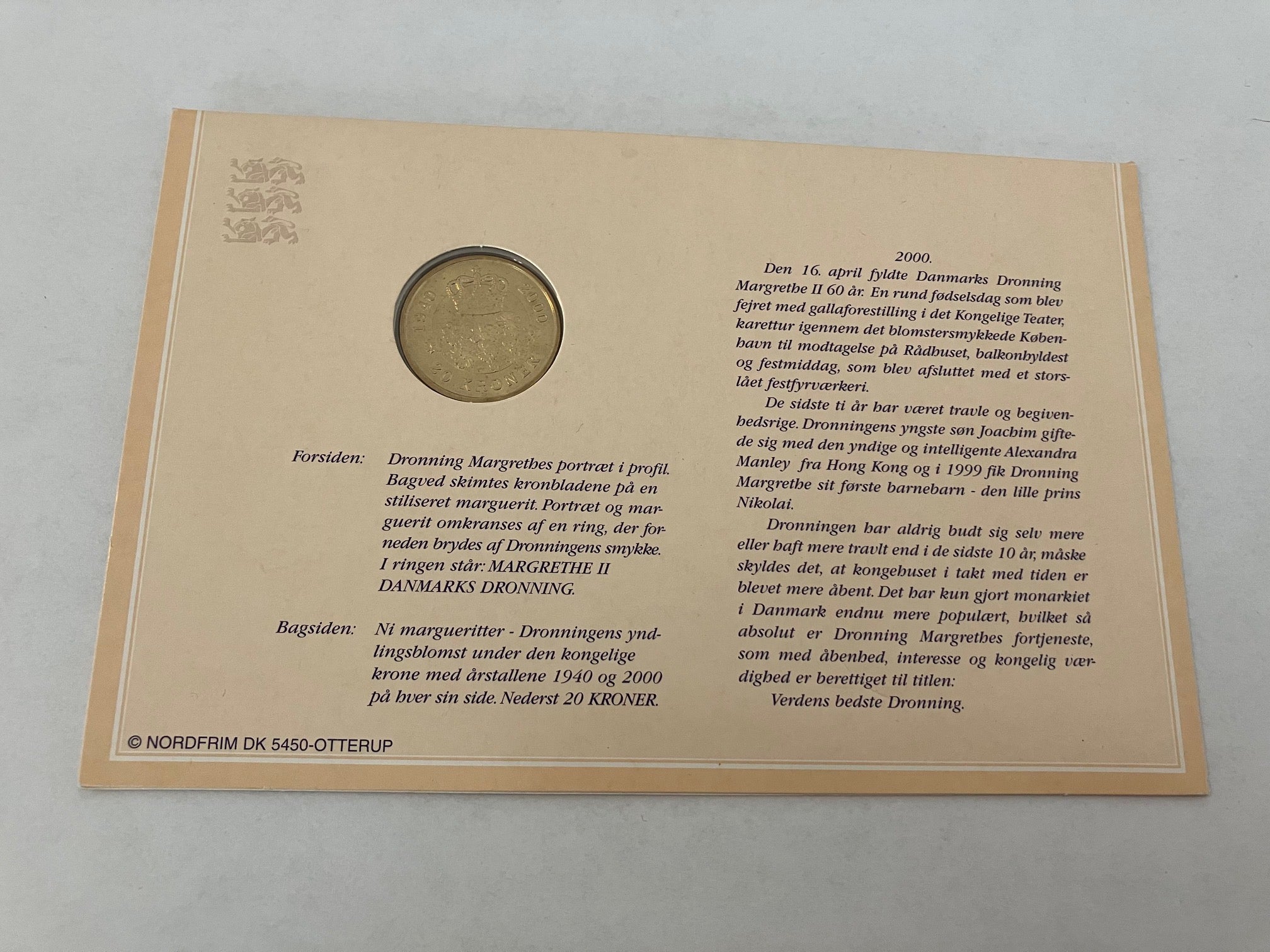 20 Kroner Dronning Magrethe II 60 år 2000