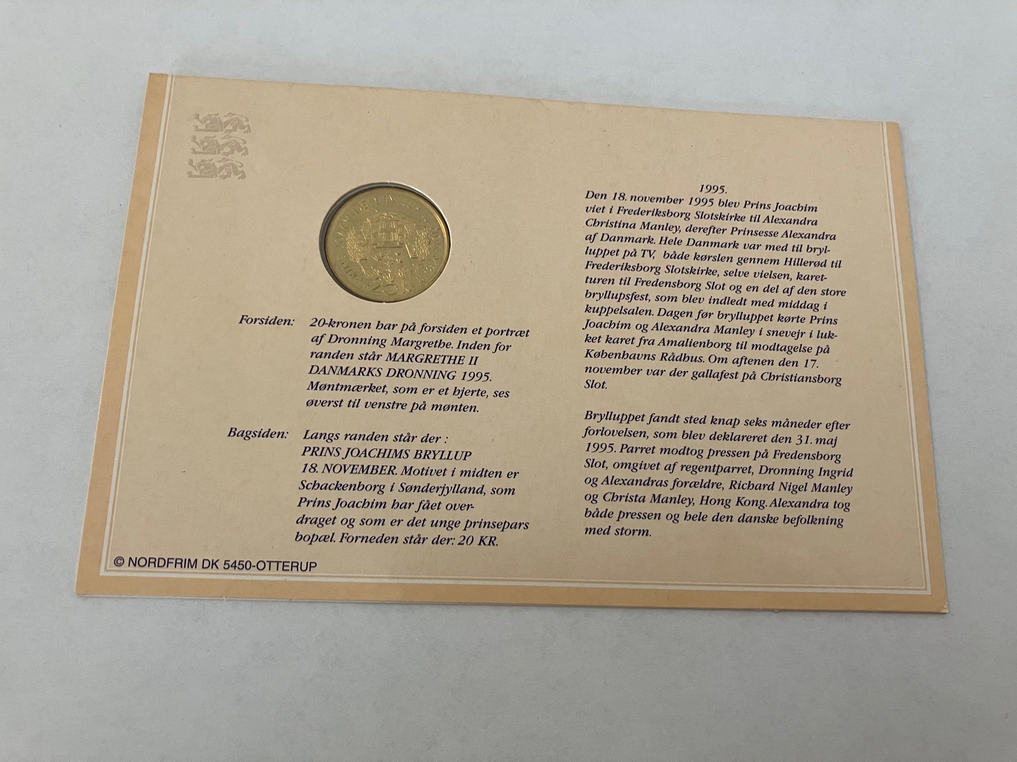 20 Kroner Joachim og Prinsesse Alexandras bryllup 1995