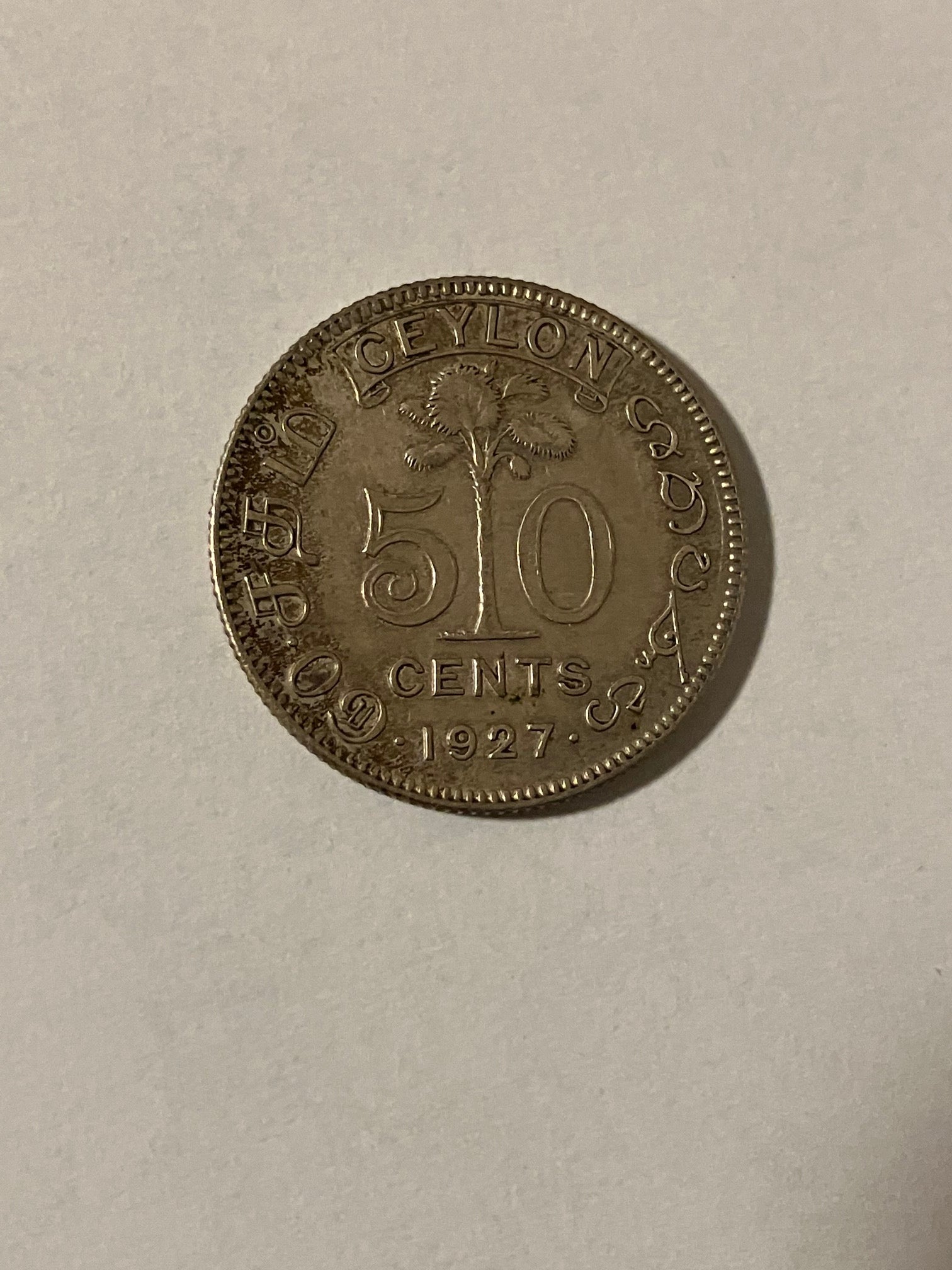 50 Cents Ceylon 1927