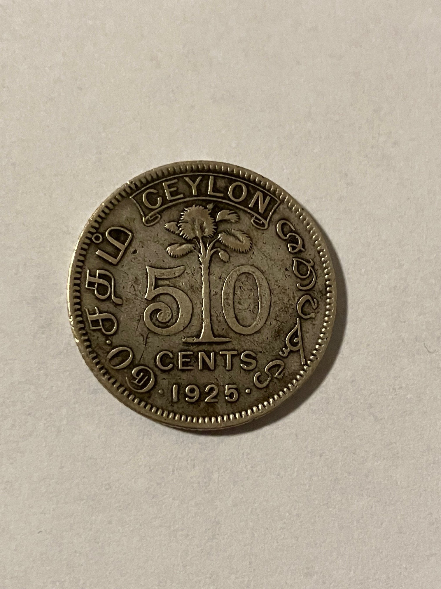 50 Cents Ceylon 1925