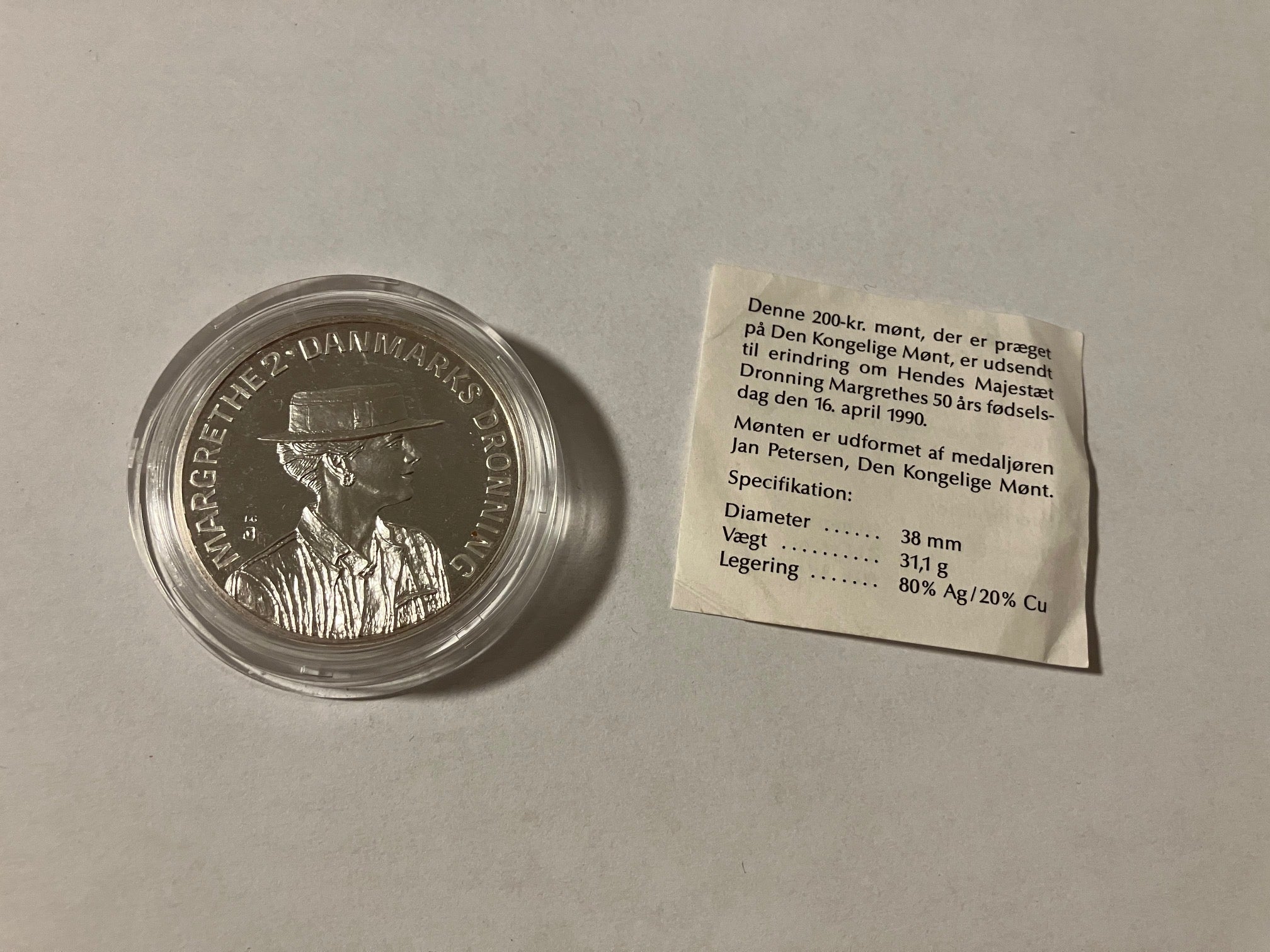 200 Kroner Dronning Margrethes 50 års fødselsdag sølvmønt