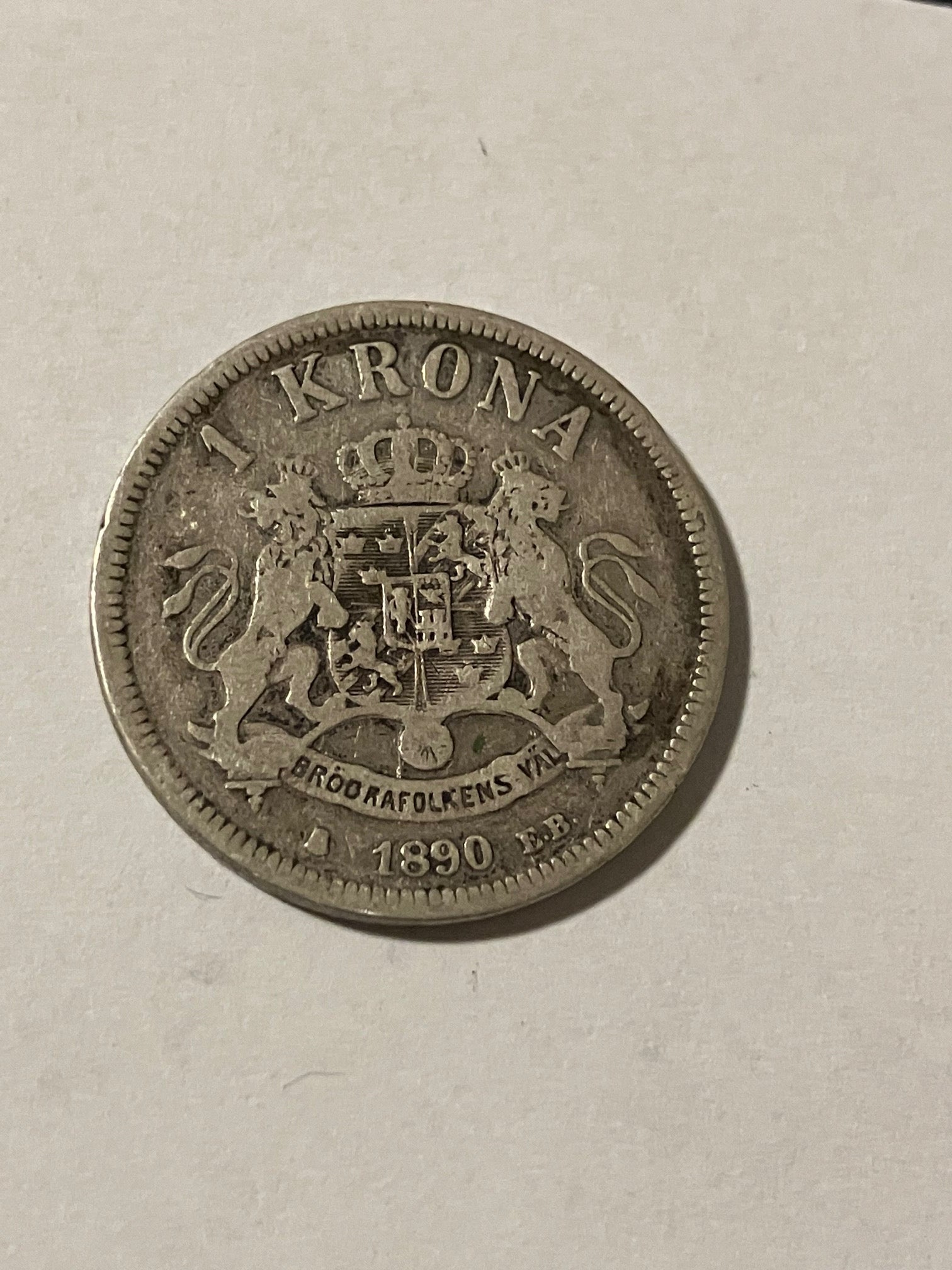 1 Krona 1890 Sweden - Silver