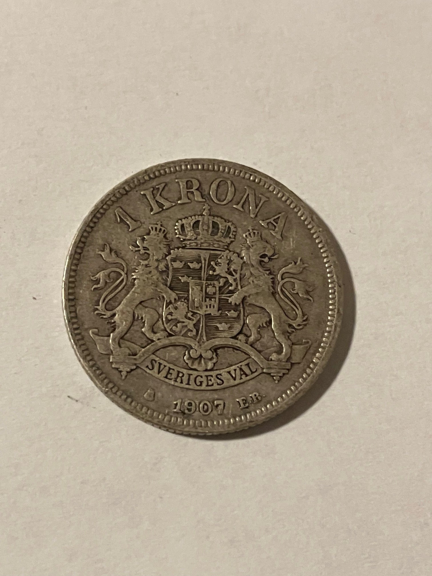 1 Krona 1907 Sweden - Silver