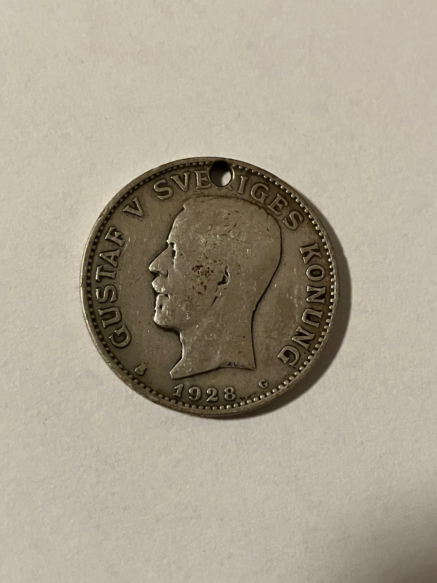 1 Krona 1928 Sweden - Silver - Bad condition