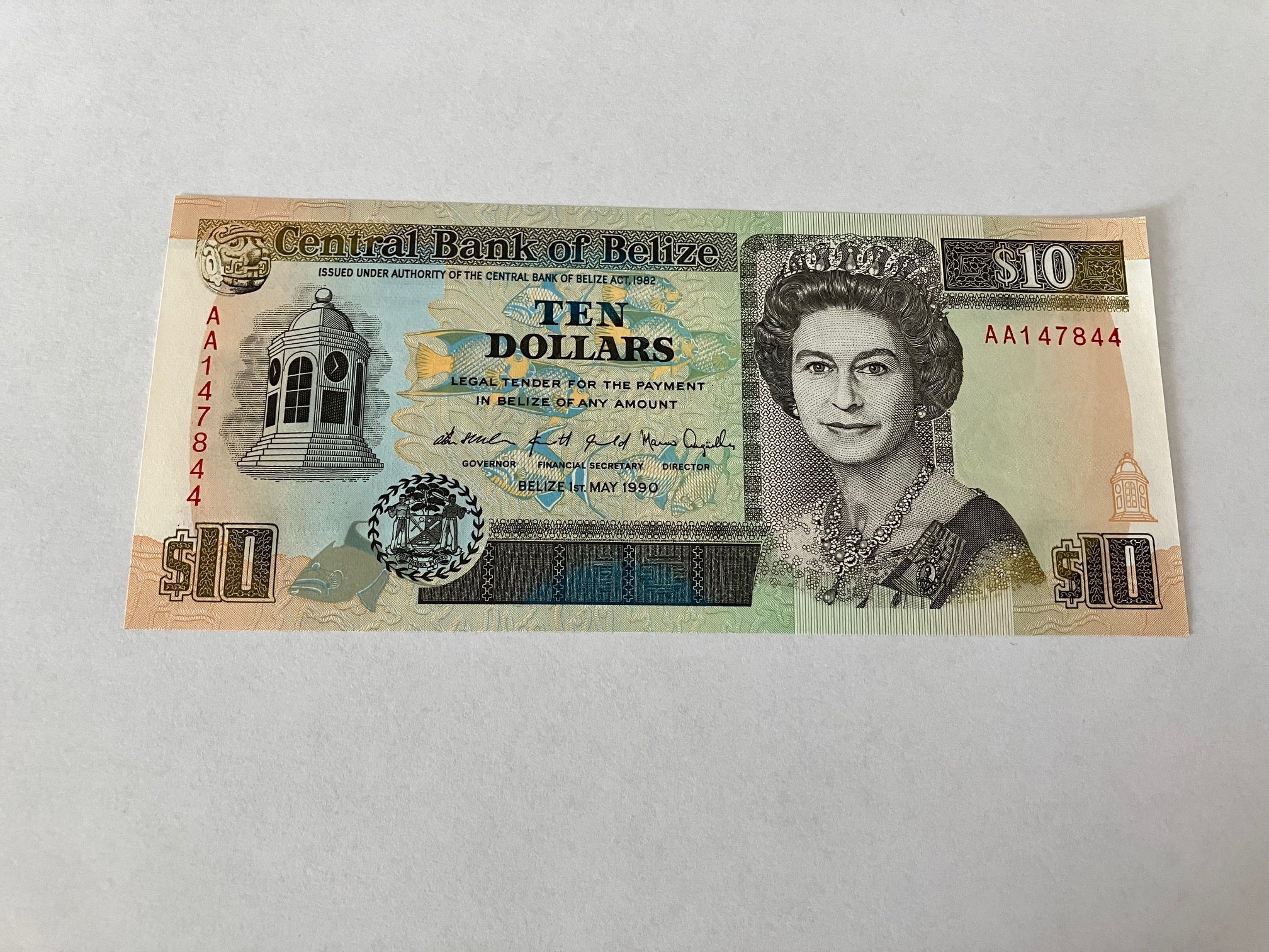 10 Dollars Belize 1990