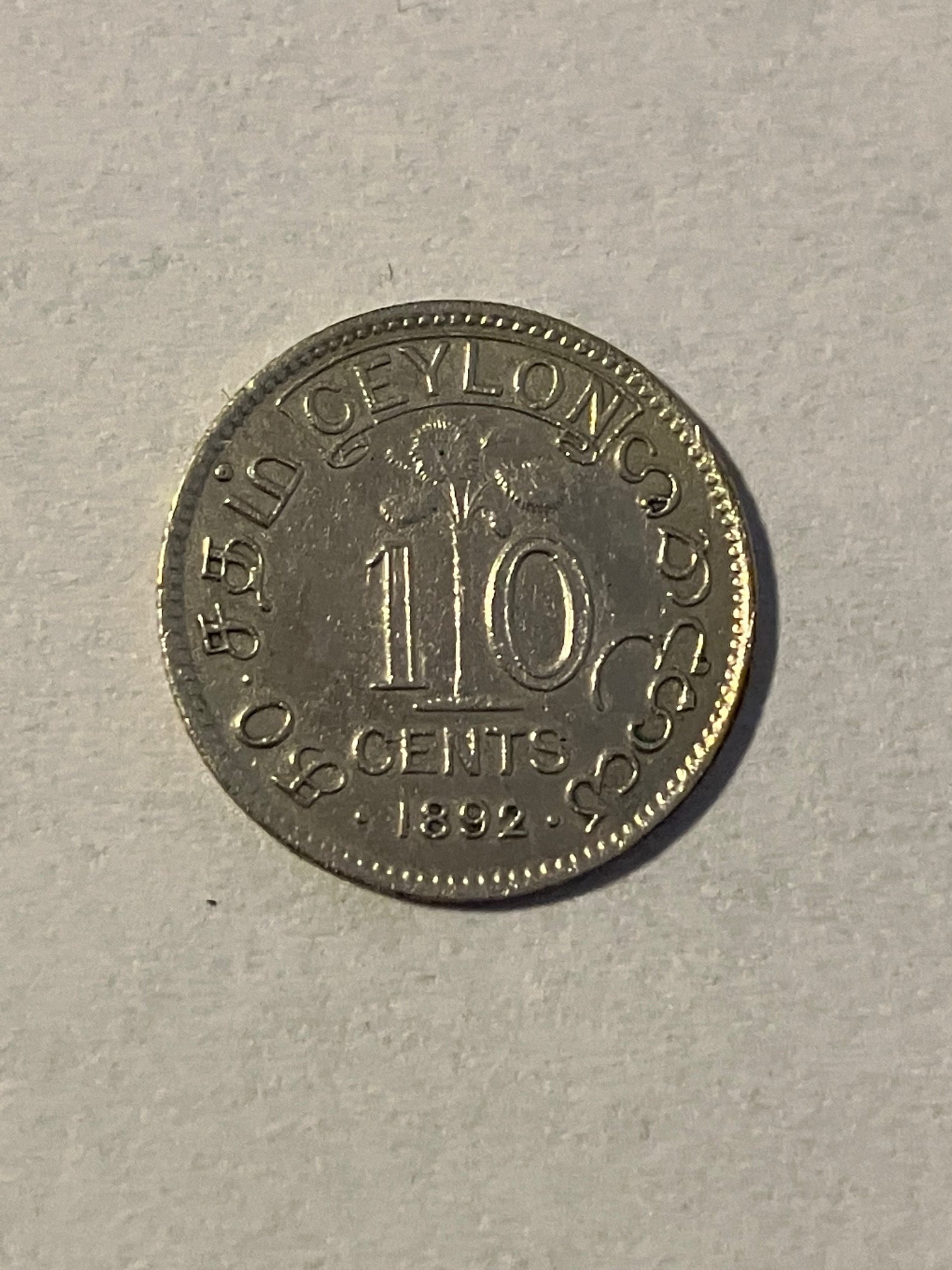 10 Cents Ceylon 1892