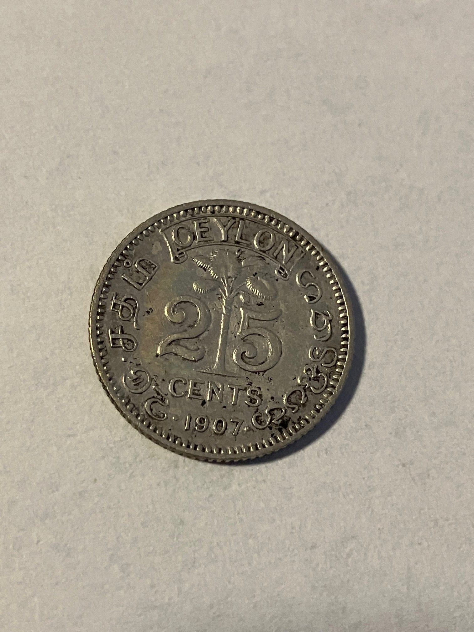25 Cents Ceylon 1907
