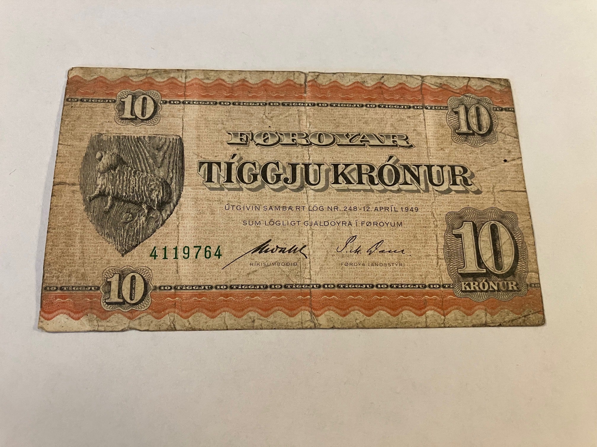 10 Kronur Færøerne - Slidt