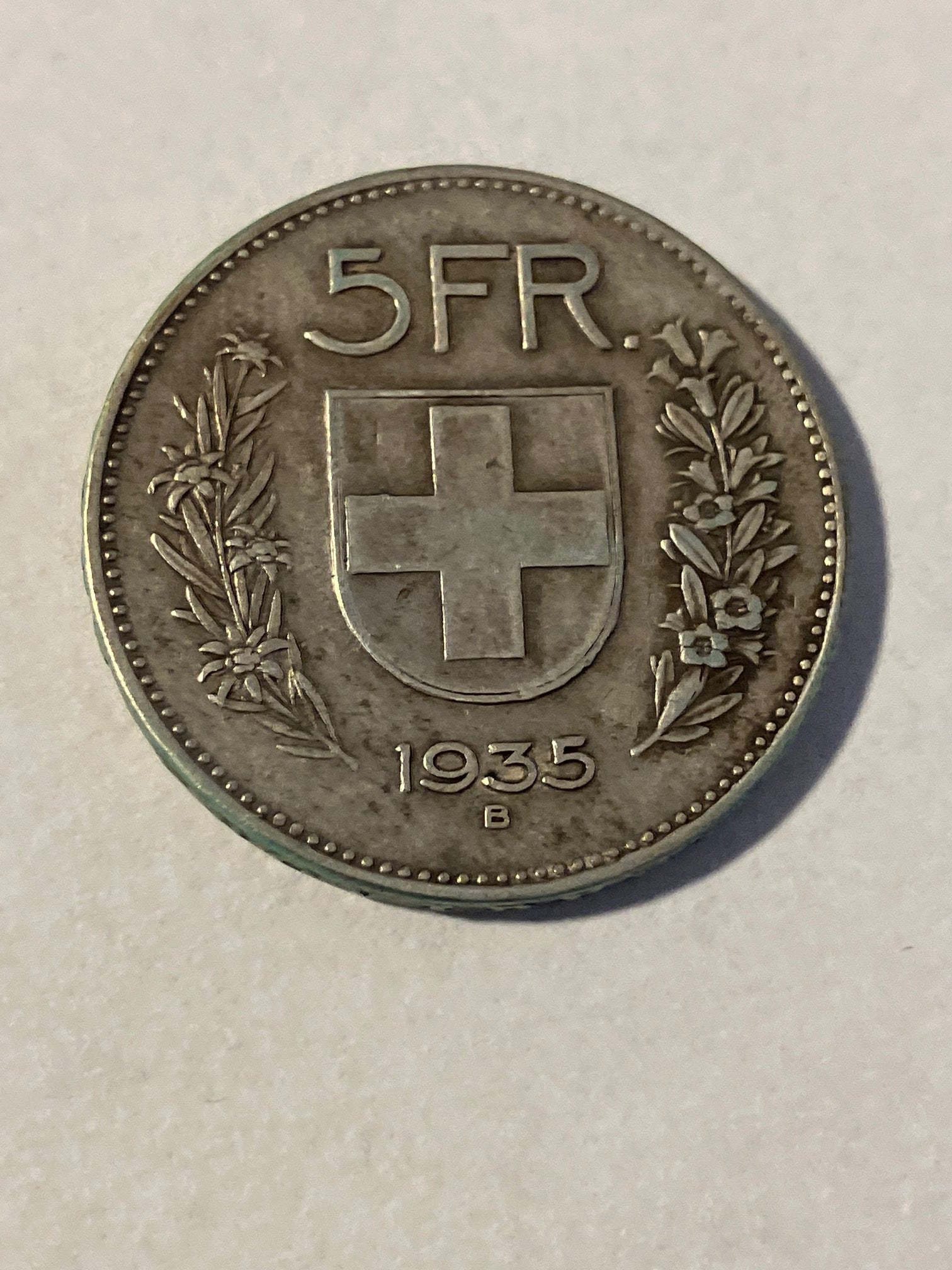 5 Francs 1935 B Switzerland
