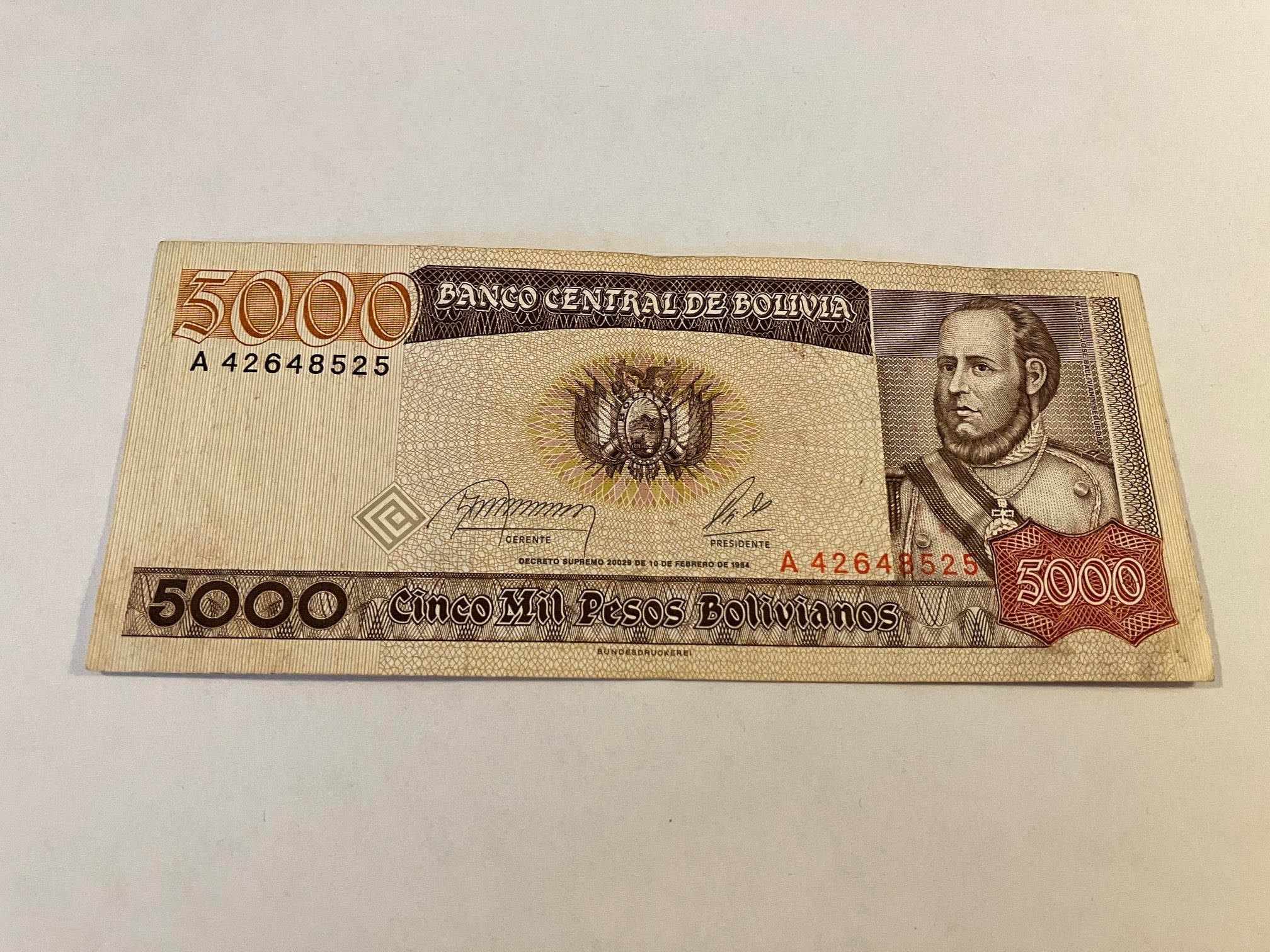5000 Pesos Bolivianos Bolivia