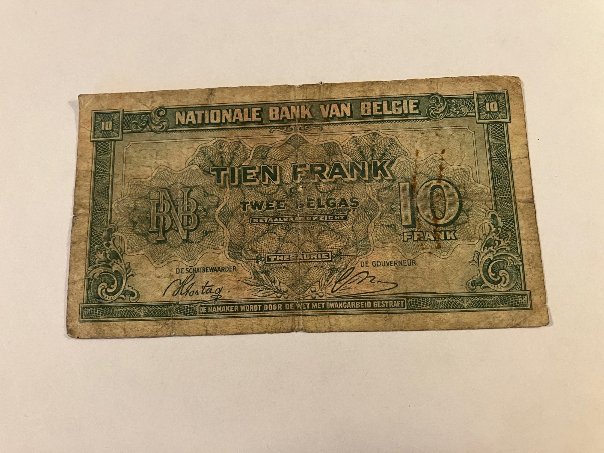 10 Francs 1943 Belgium