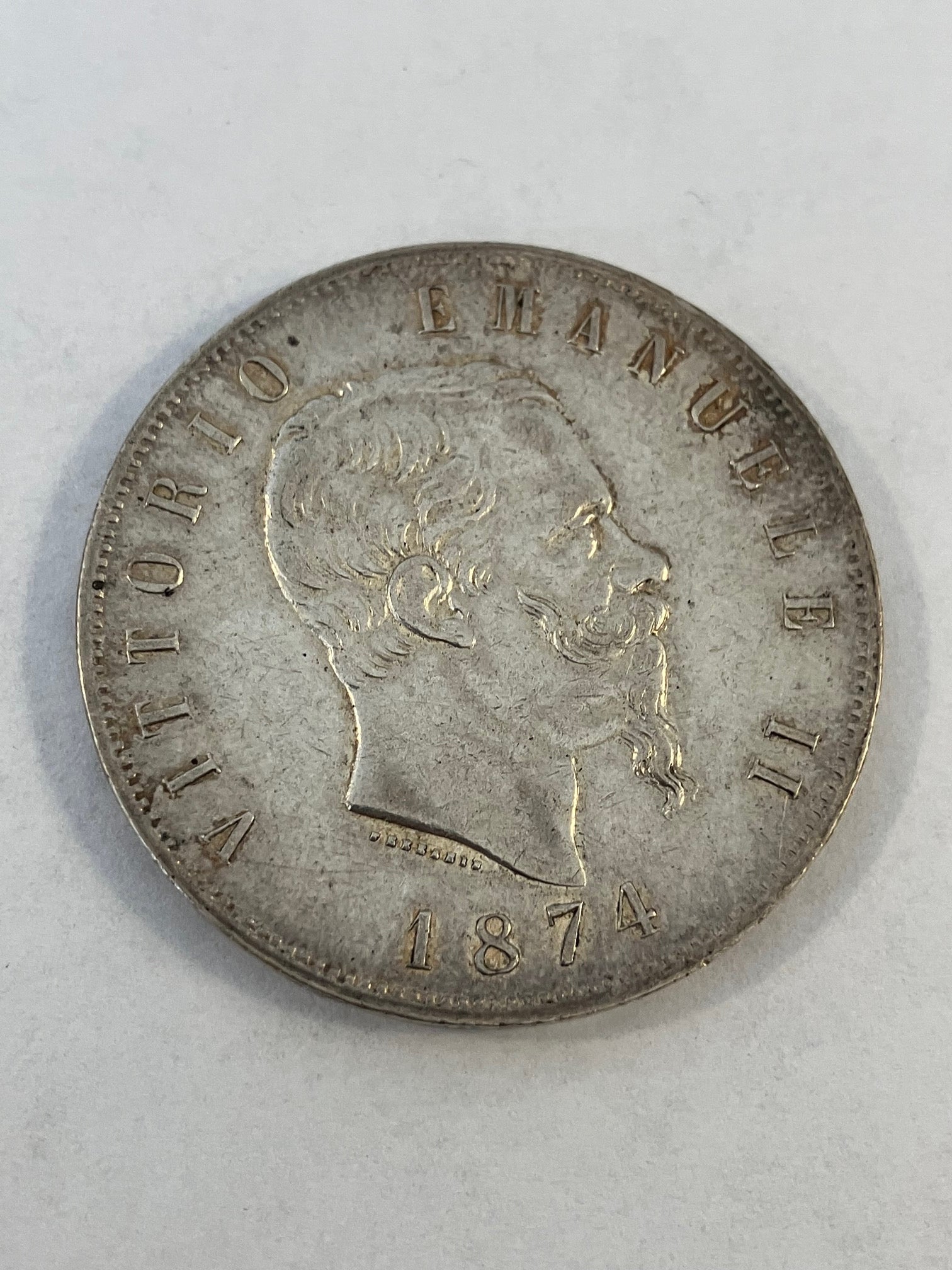 5 Lire 1874 M BN Italy