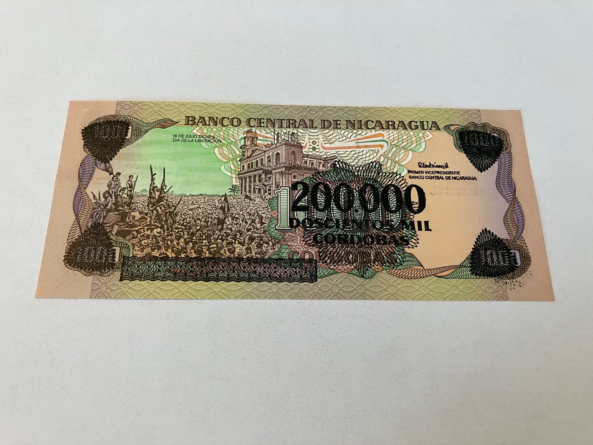 200000 Cordobas on 1000 Cordobas Nicaragua 1985