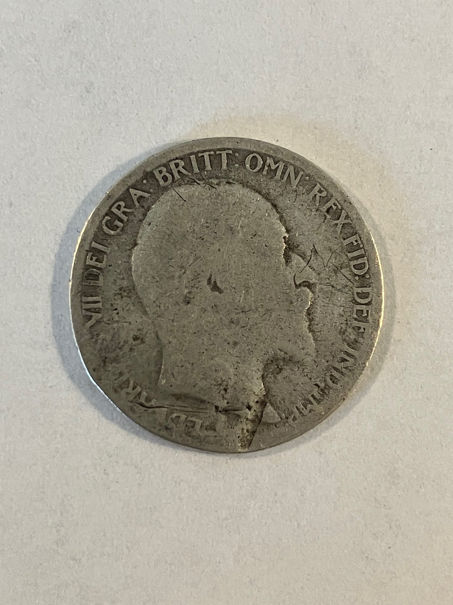 Six Pence England Sølv - Slidt