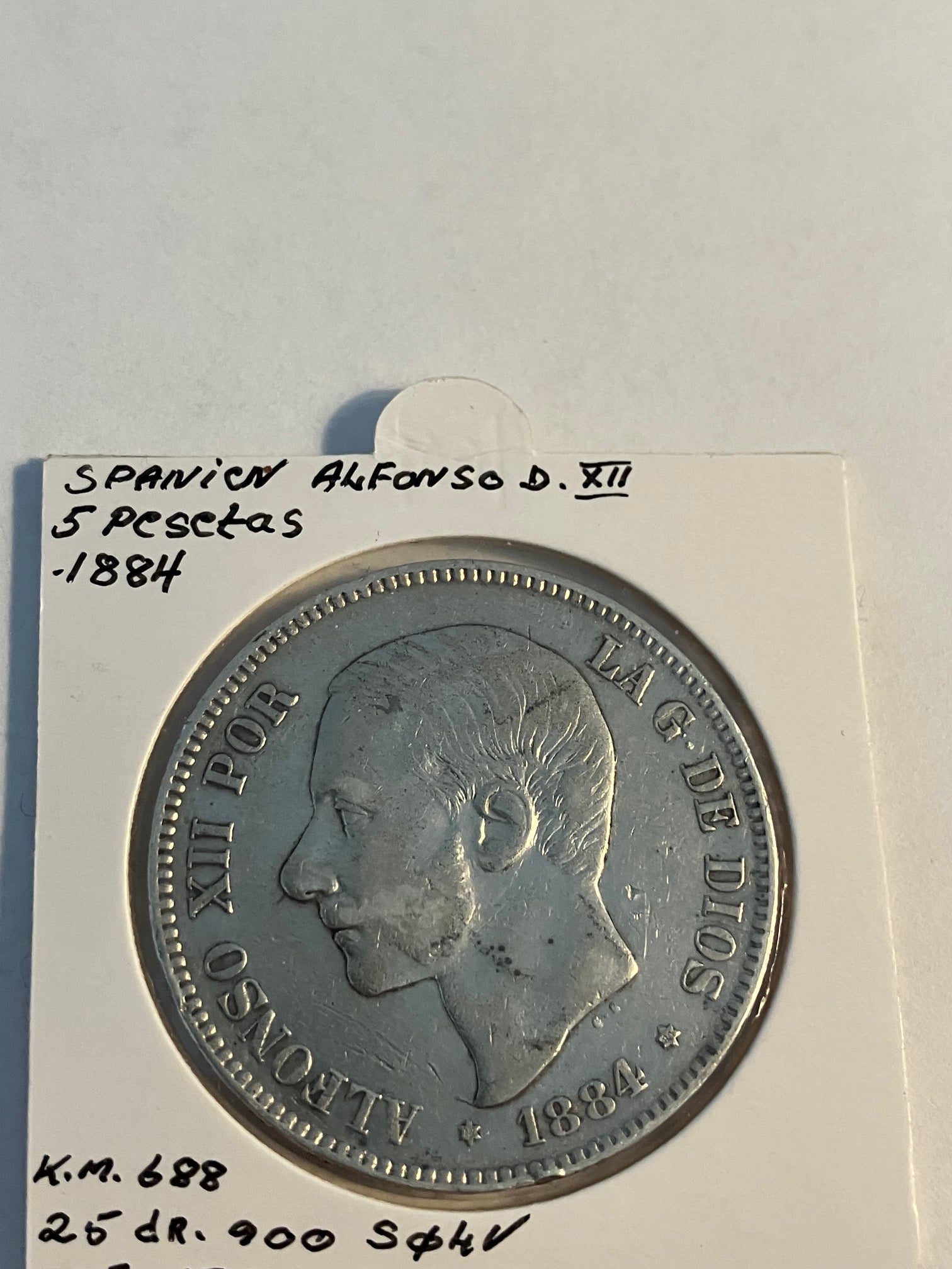 5 Pesetas 1884 Spain