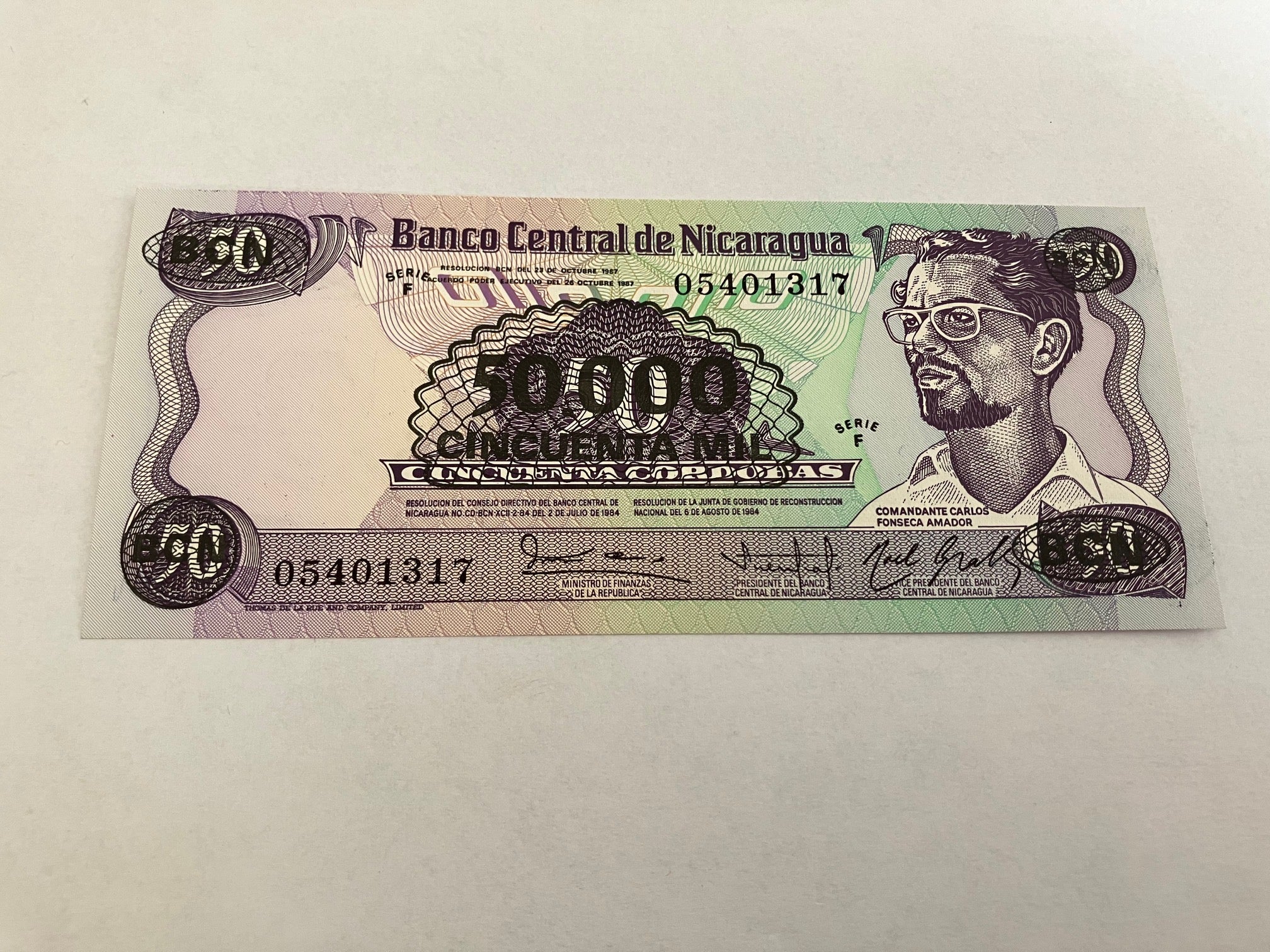 50.000 on 50 Cordobas Nicaragua