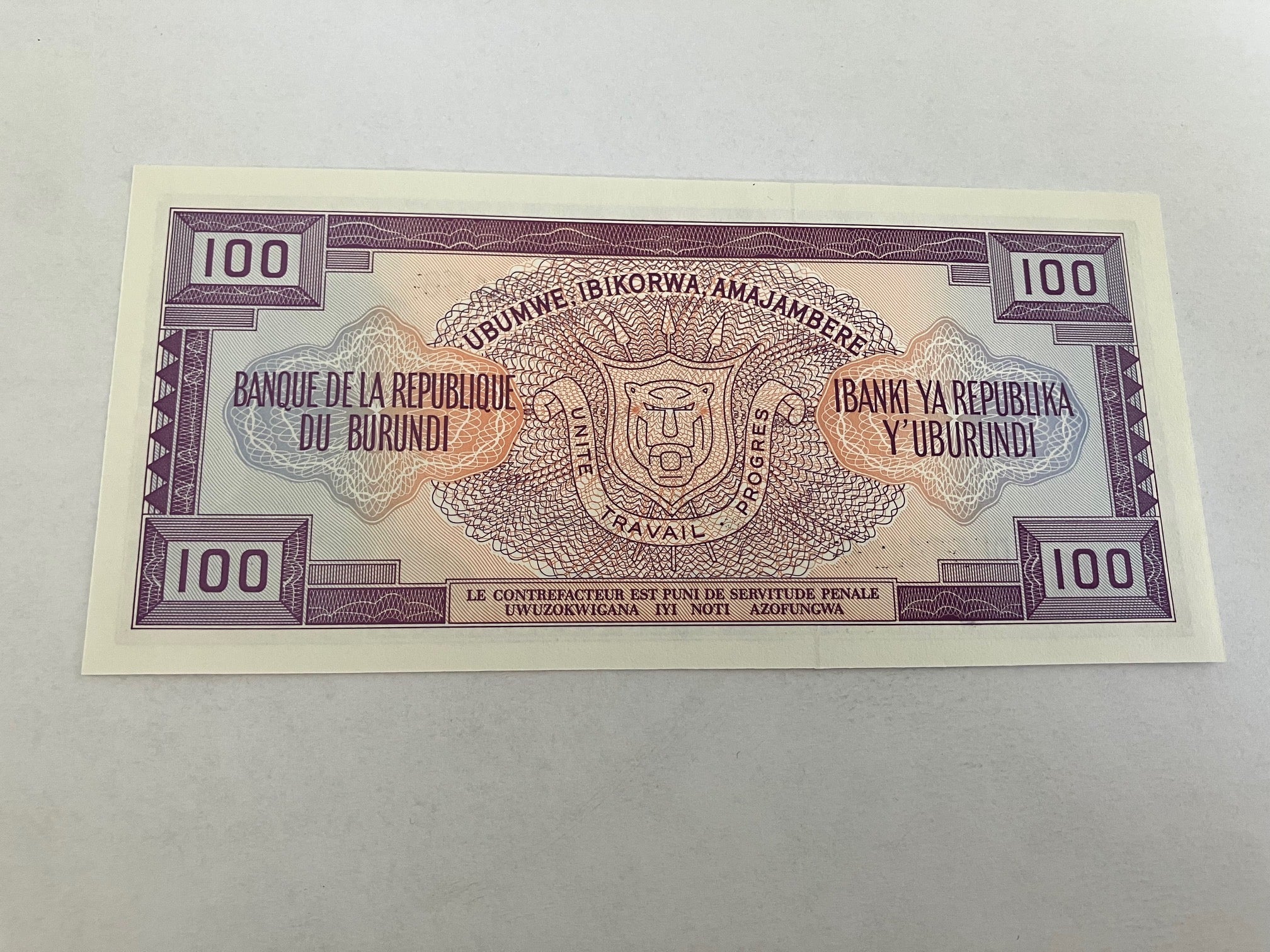 100 Francs Burundi 1990