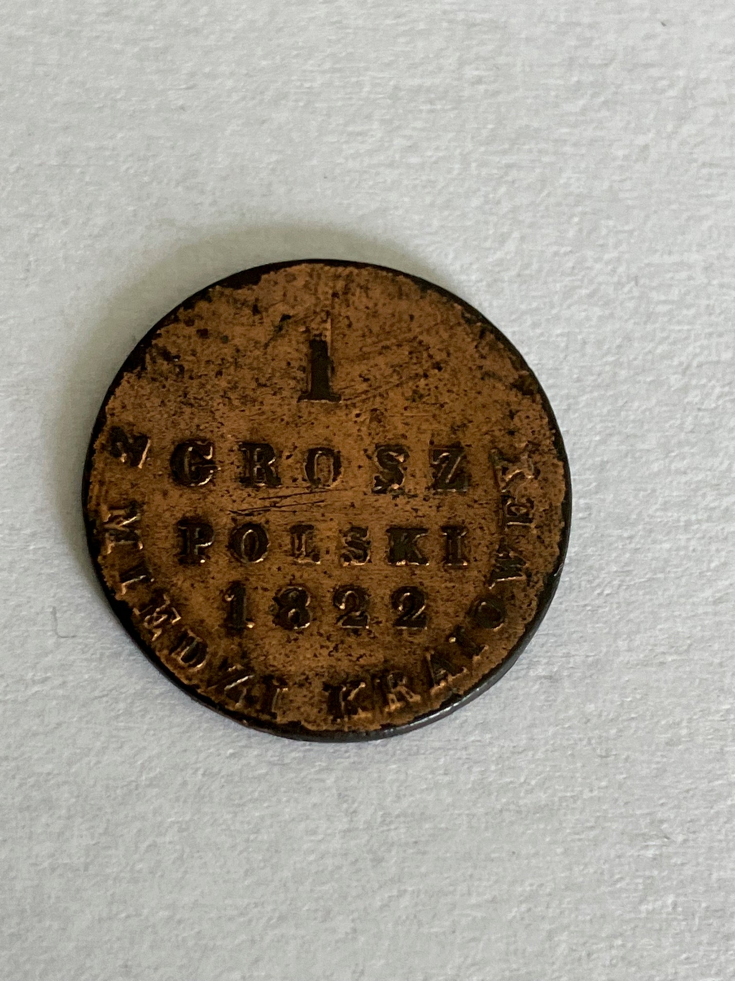 1 Grosz 1822 Poland - Cleaned - Low mintage