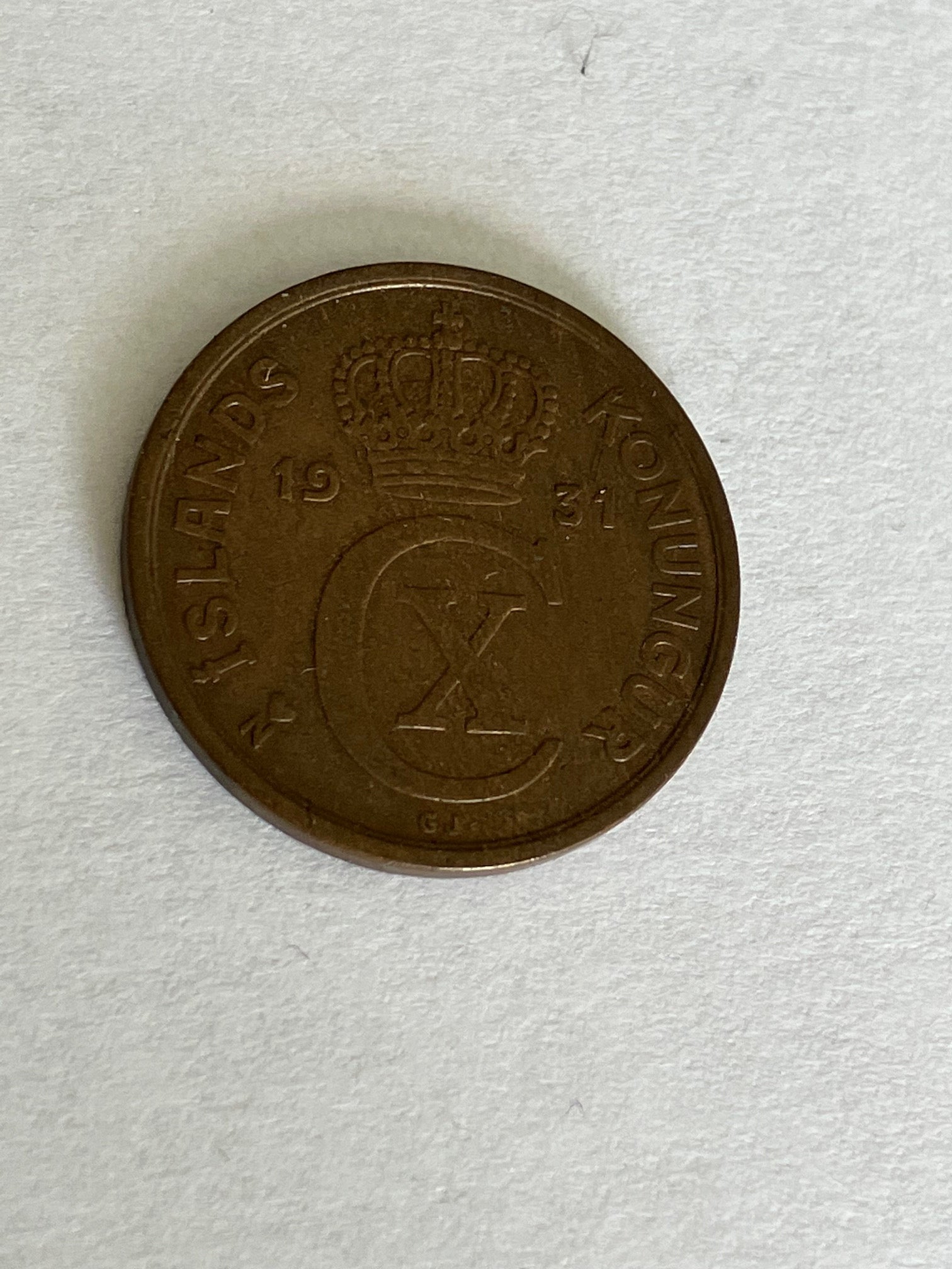 5 Aurar Iceland 1931
