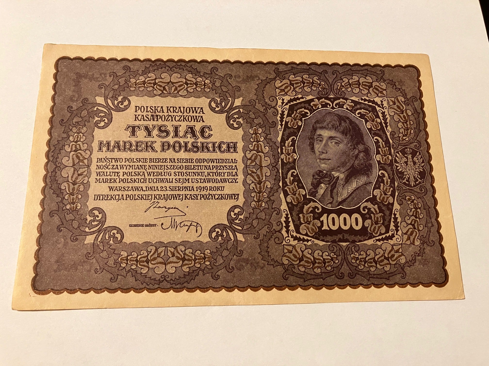 1000 Marek Poland 1919 - Nice condition