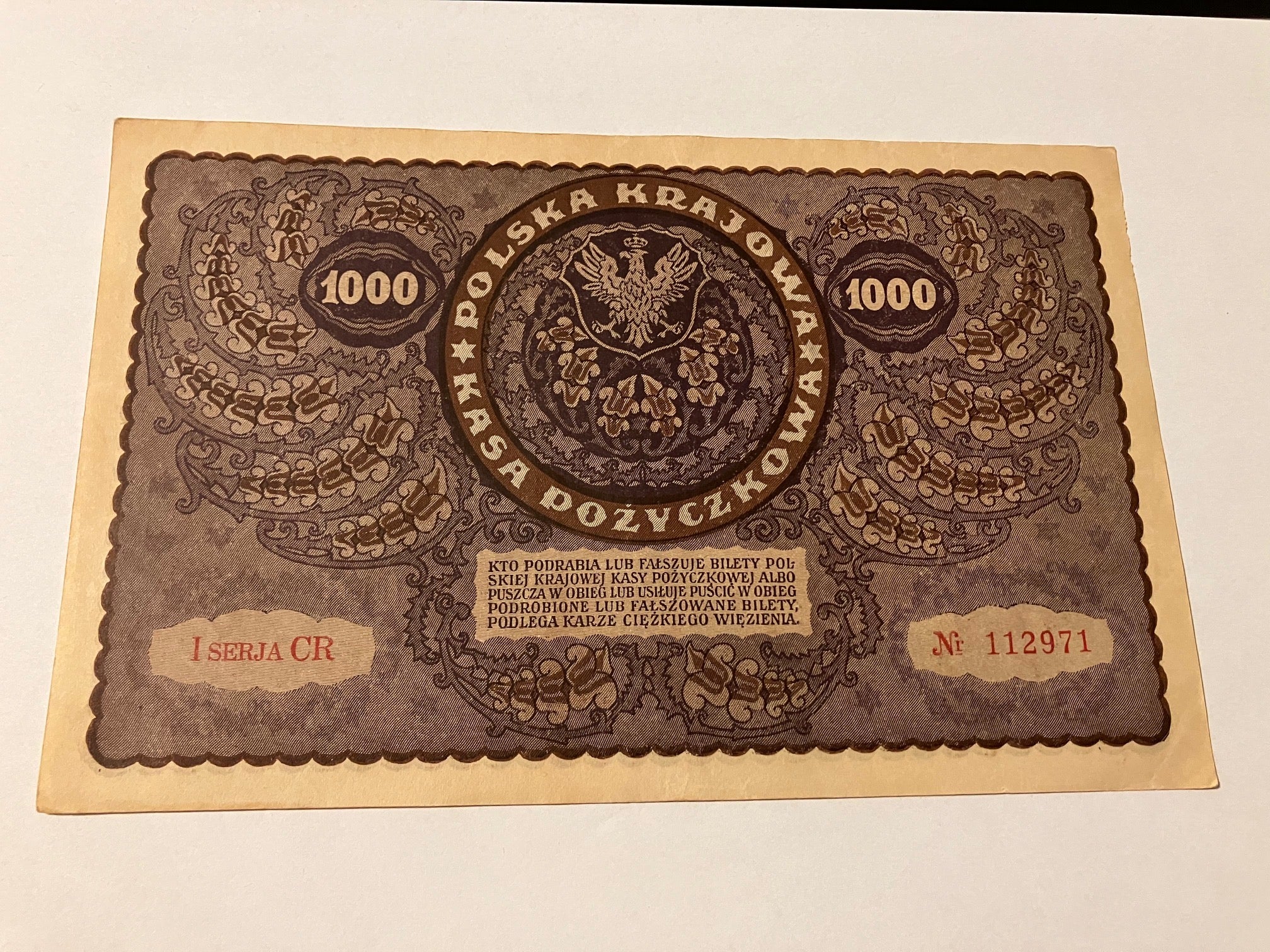 1000 Marek Poland 1919 - Nice condition
