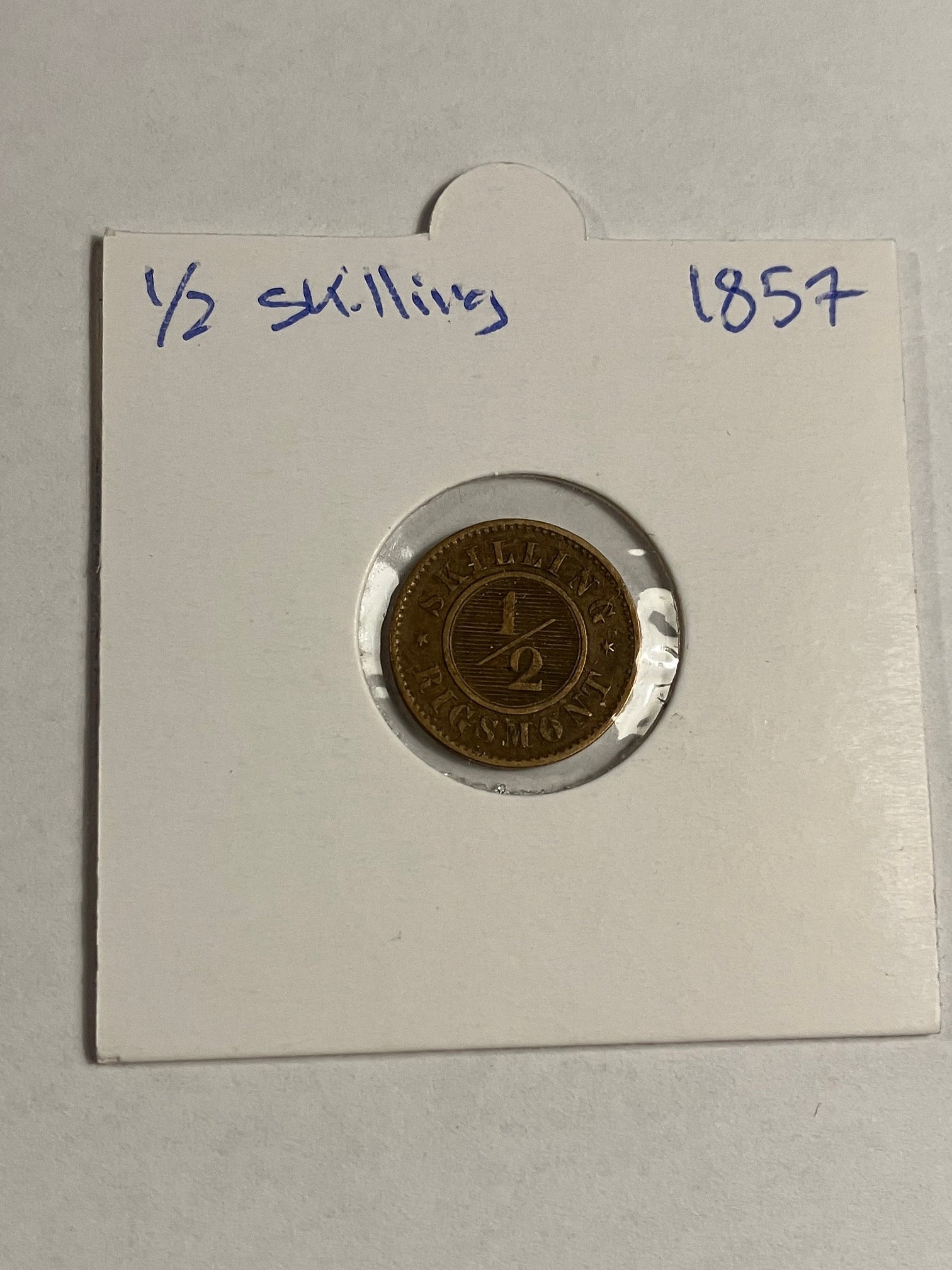 1/2 skilling 1857 Danmark - Pæn