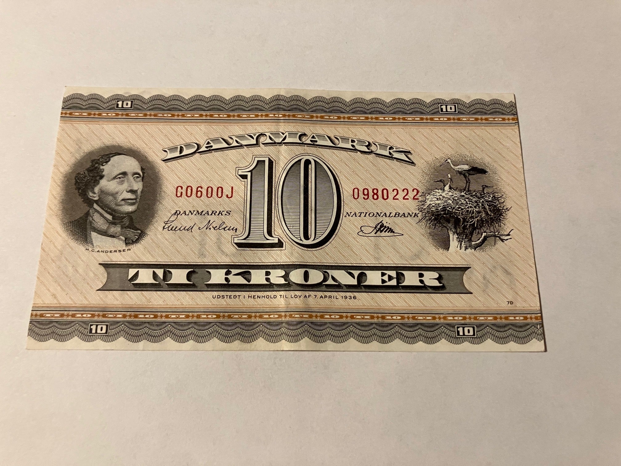 10 Kroner G0 1960 0J Erstatningsseddel