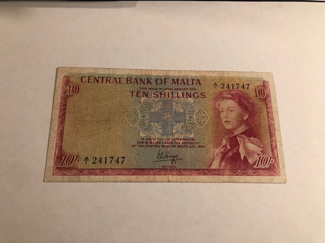Ten Shillings Malta 1967