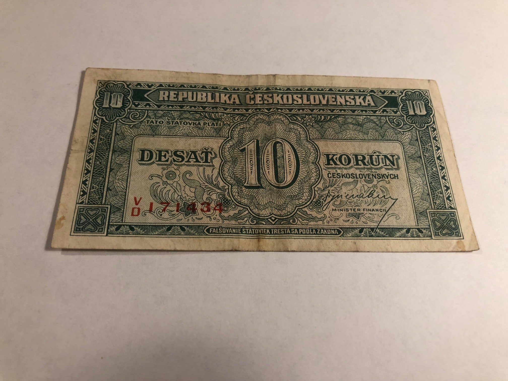 10 Korun Czechoslovakia