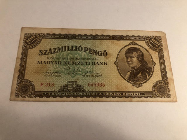 100 millio pengo Hungary 1946