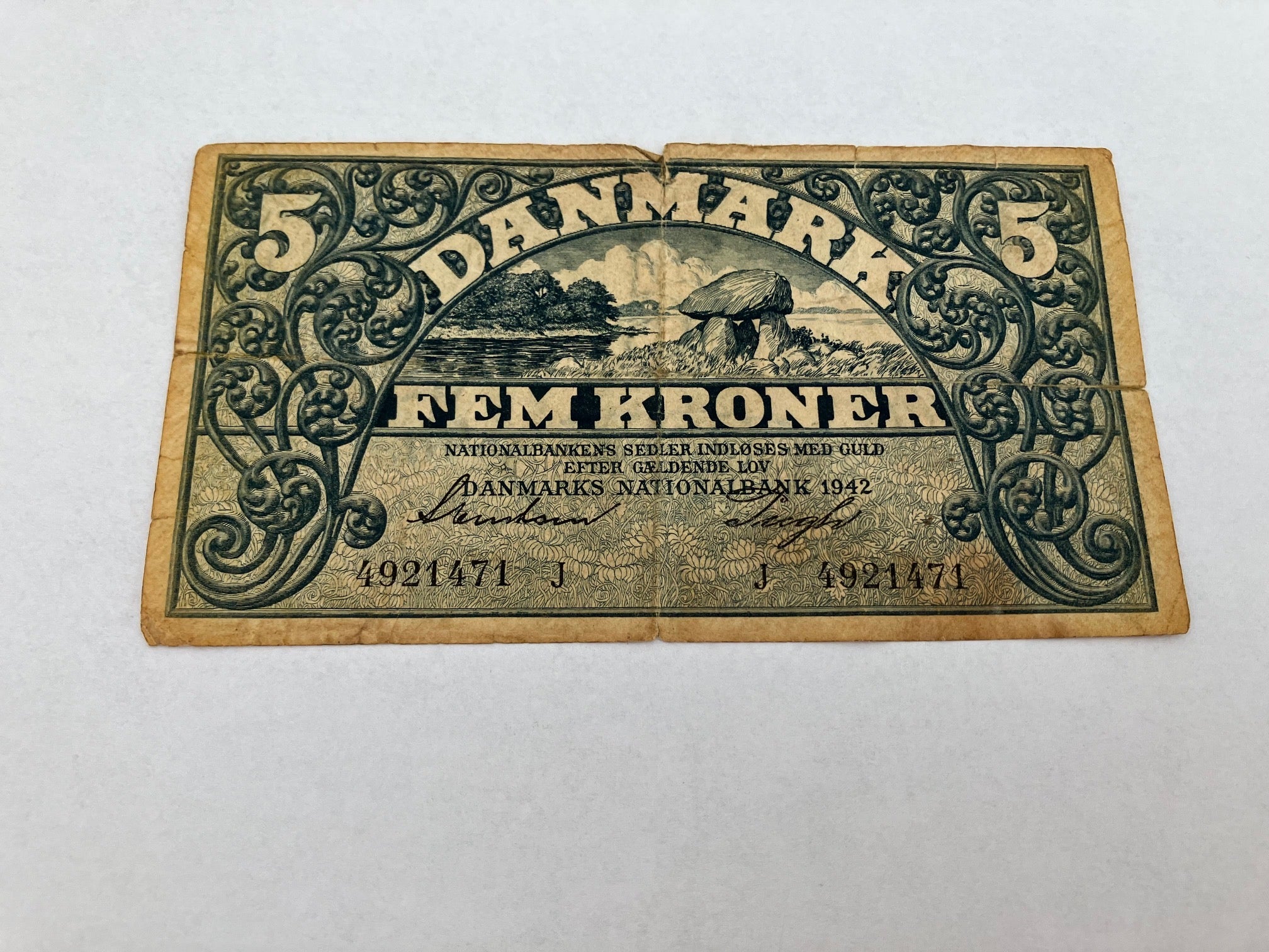 5 Kroner 1942 J - Dårlig stand