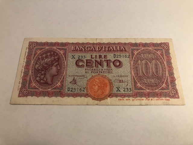 100 lire 1944 Italy