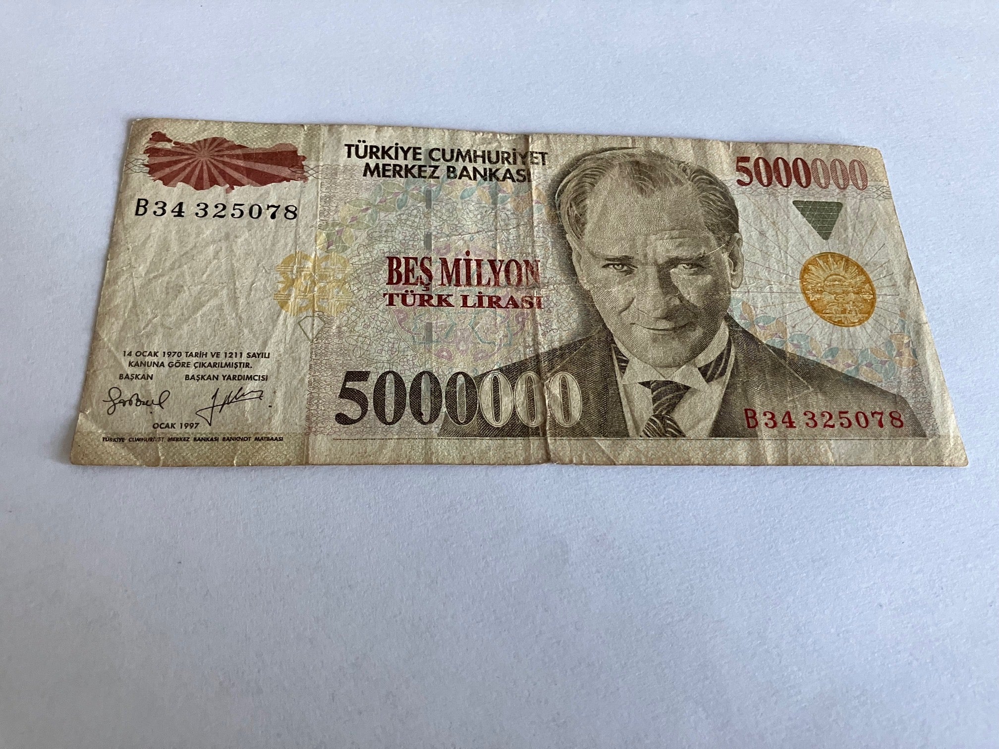 5000000 Lira Turkey 1997
