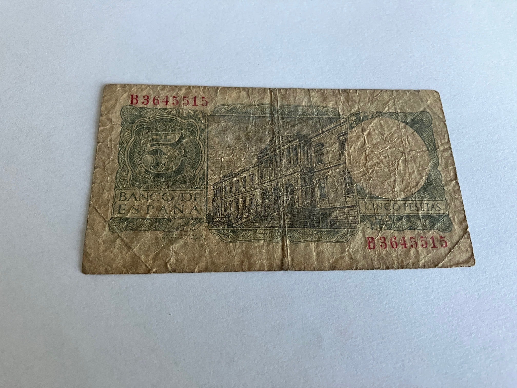 5 Pesetas Spain 1954 - Meget slidt