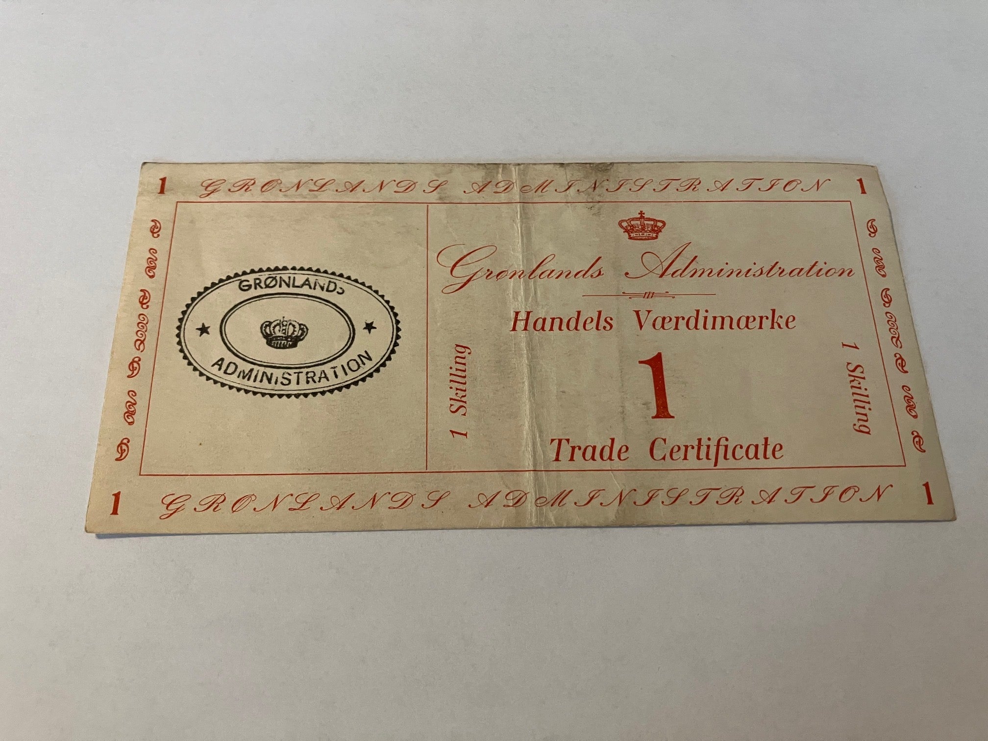 1 Skilling Værdimærke Grønland