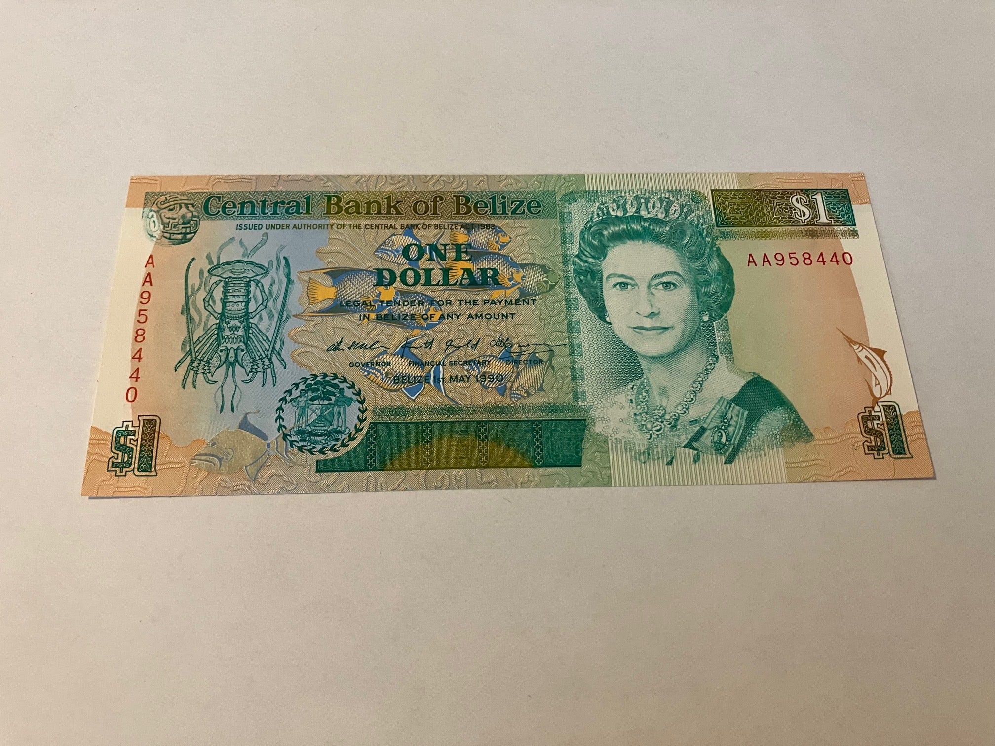 One Dollar Belize 1990