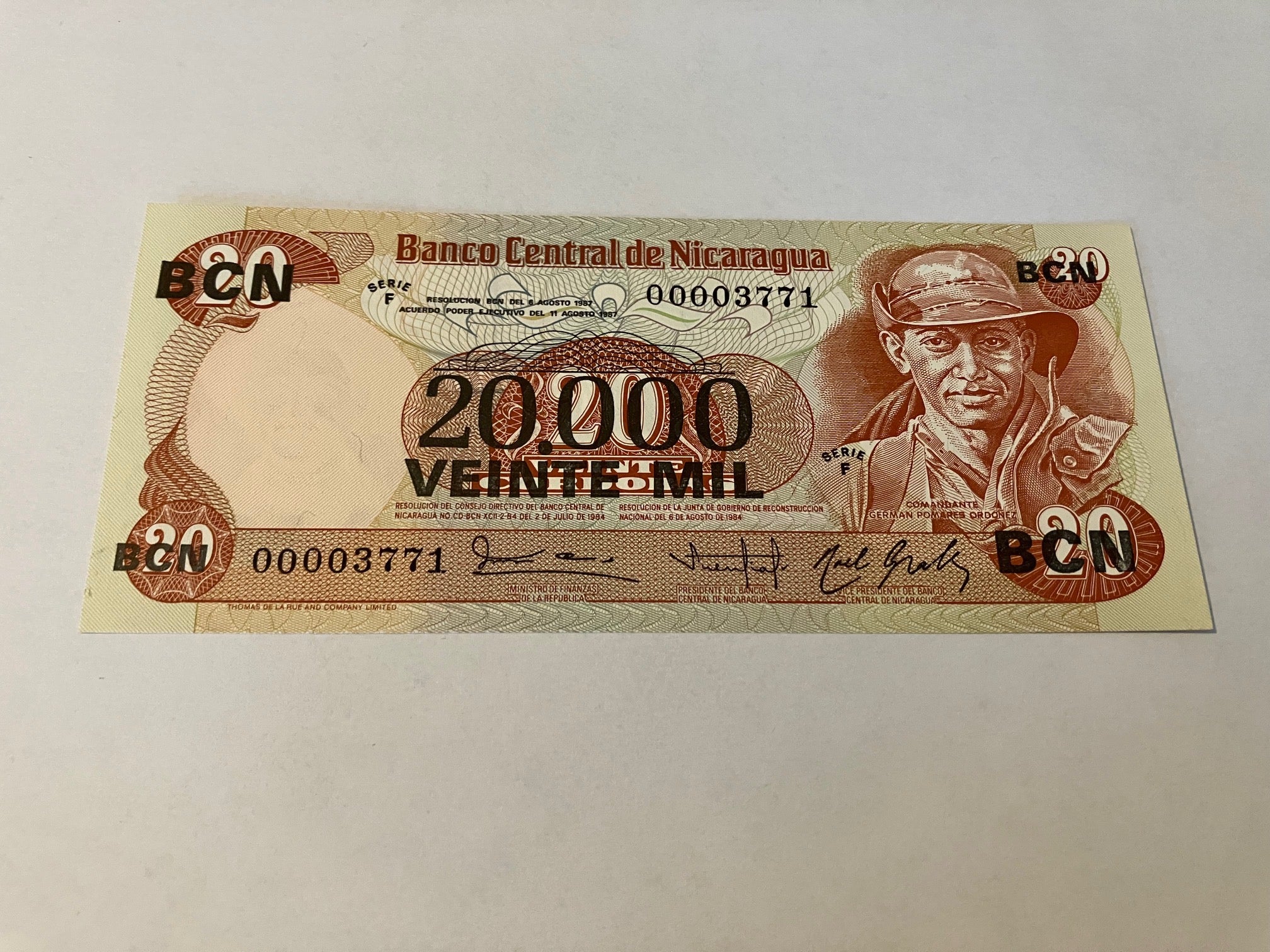 20000 Cordobas on 20 Cordobas 1984