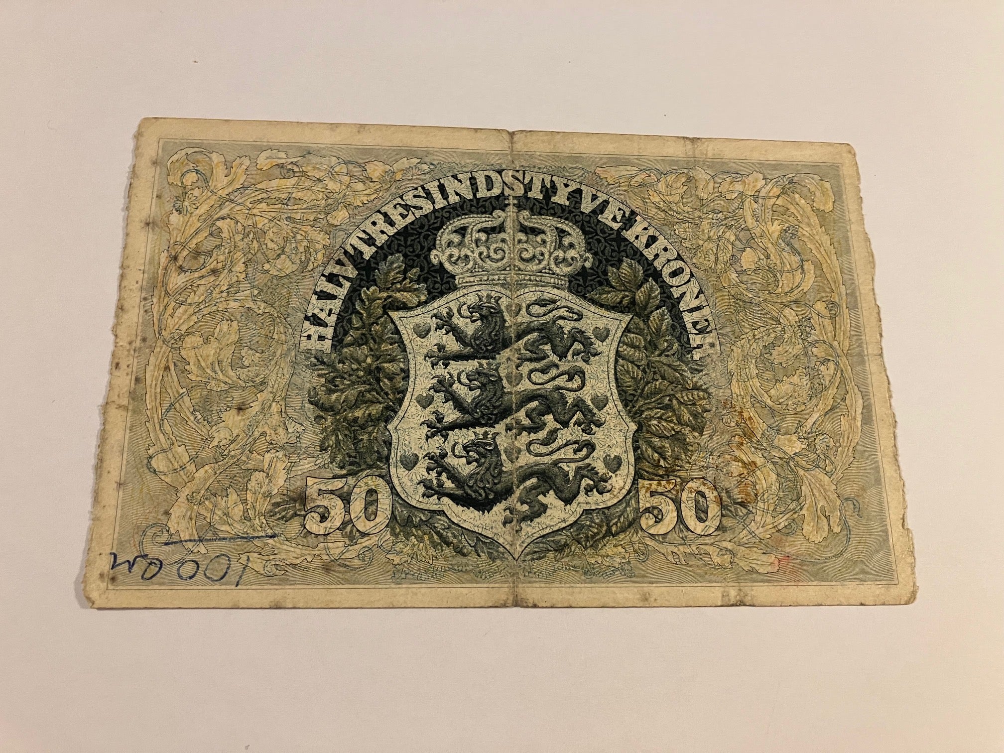 50 Kroner 1938 C - Kuglepen på bagside