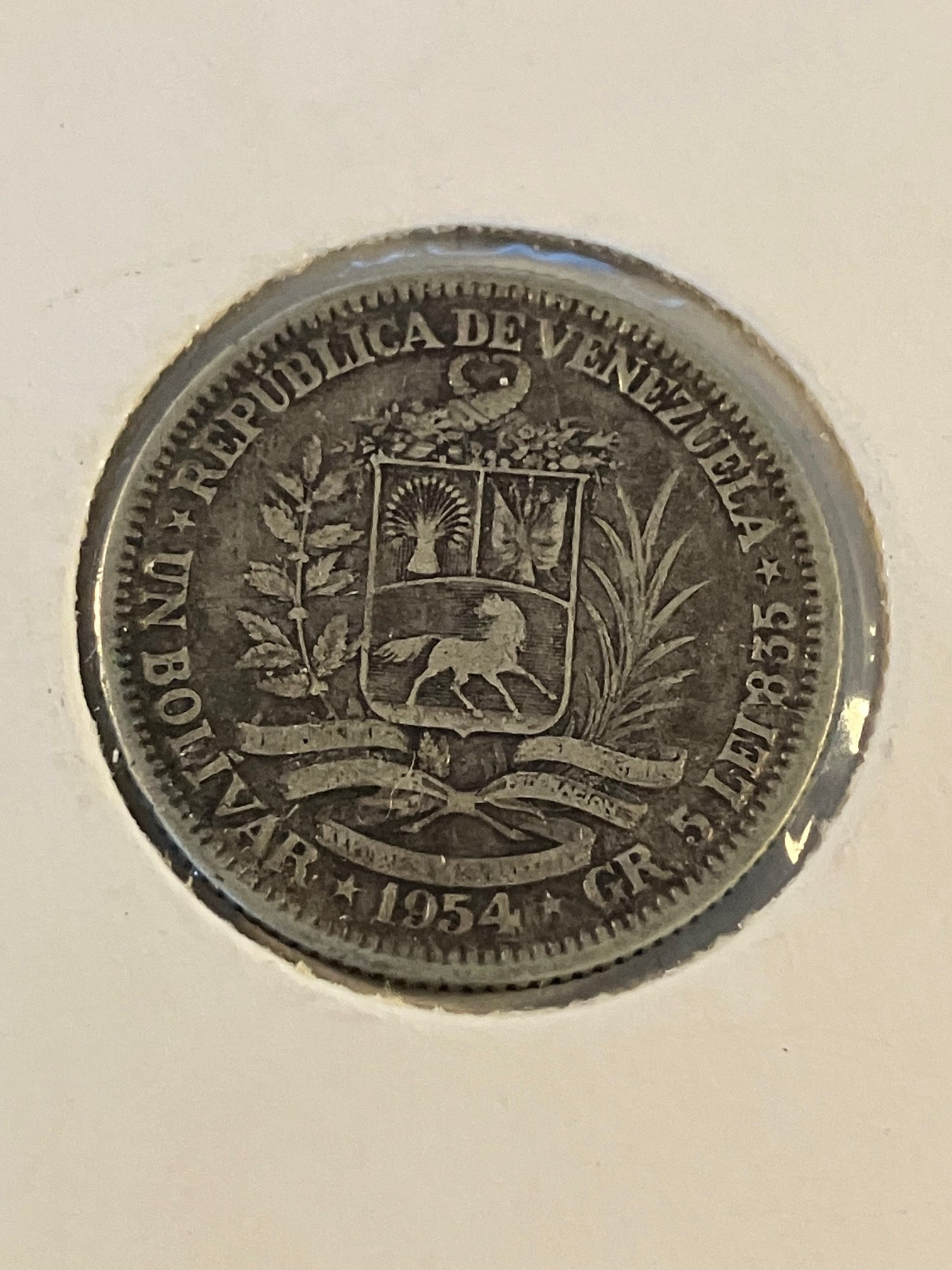 Un Bolivar 1954 Venezuela