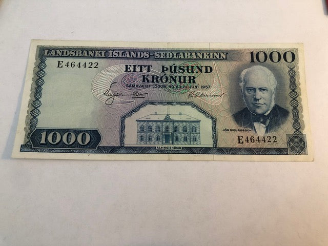 1000 kronur Island 1957