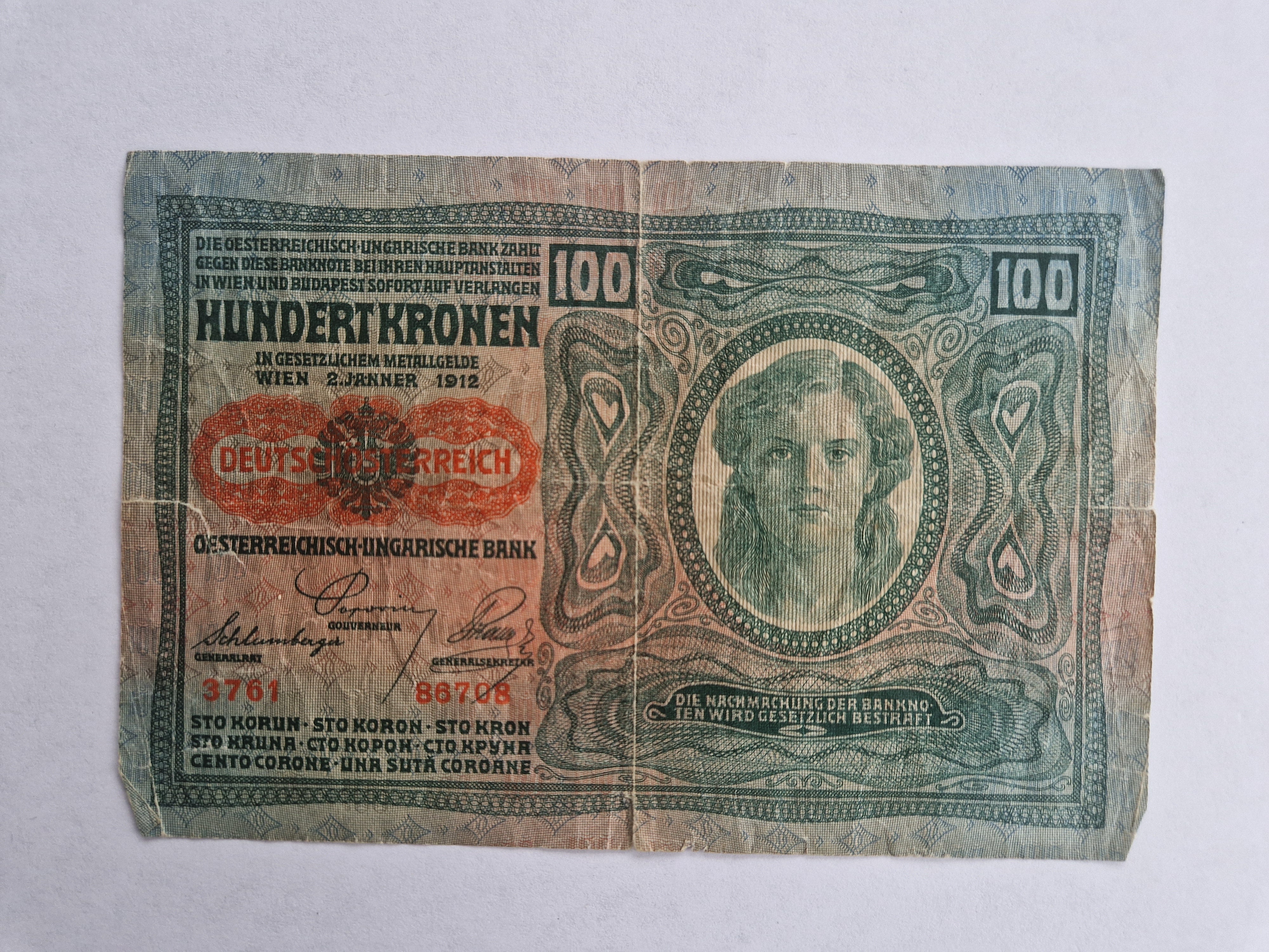 100 Kronen Austria-Hungary - Slidt