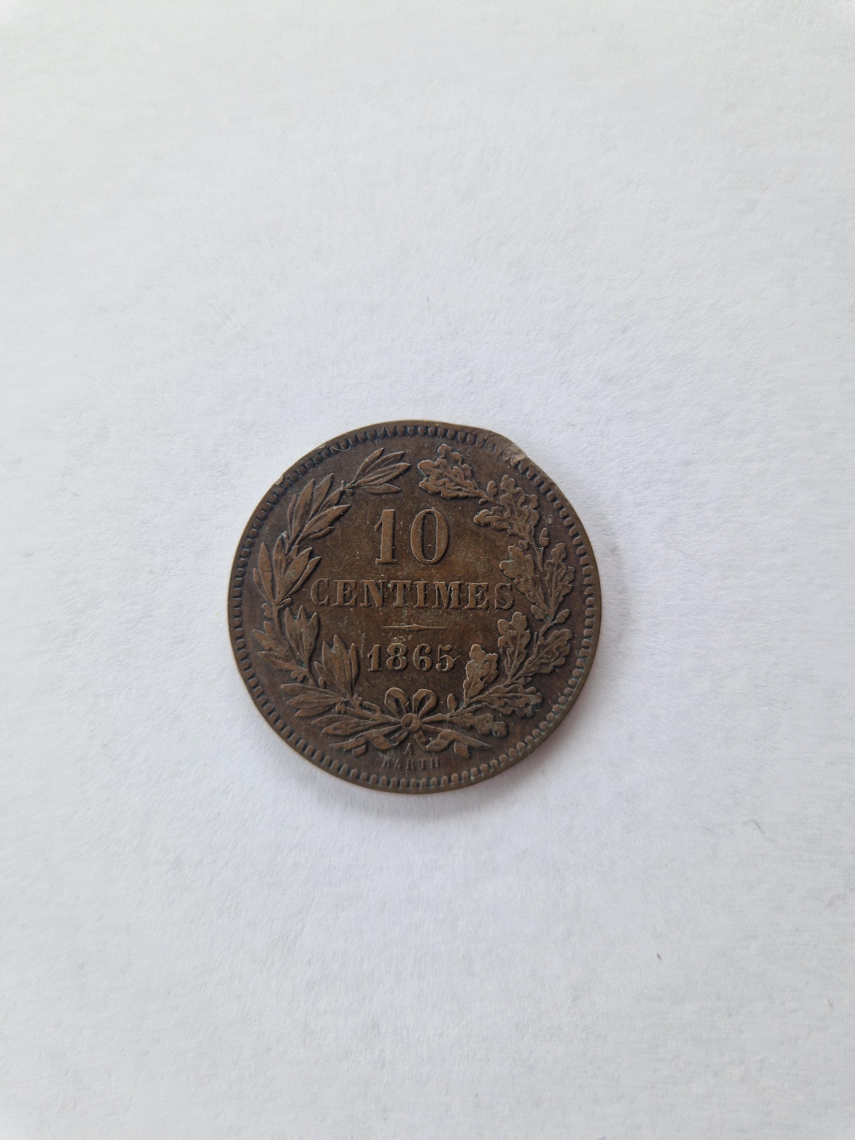 10 Centimes 1865 Luxembourg