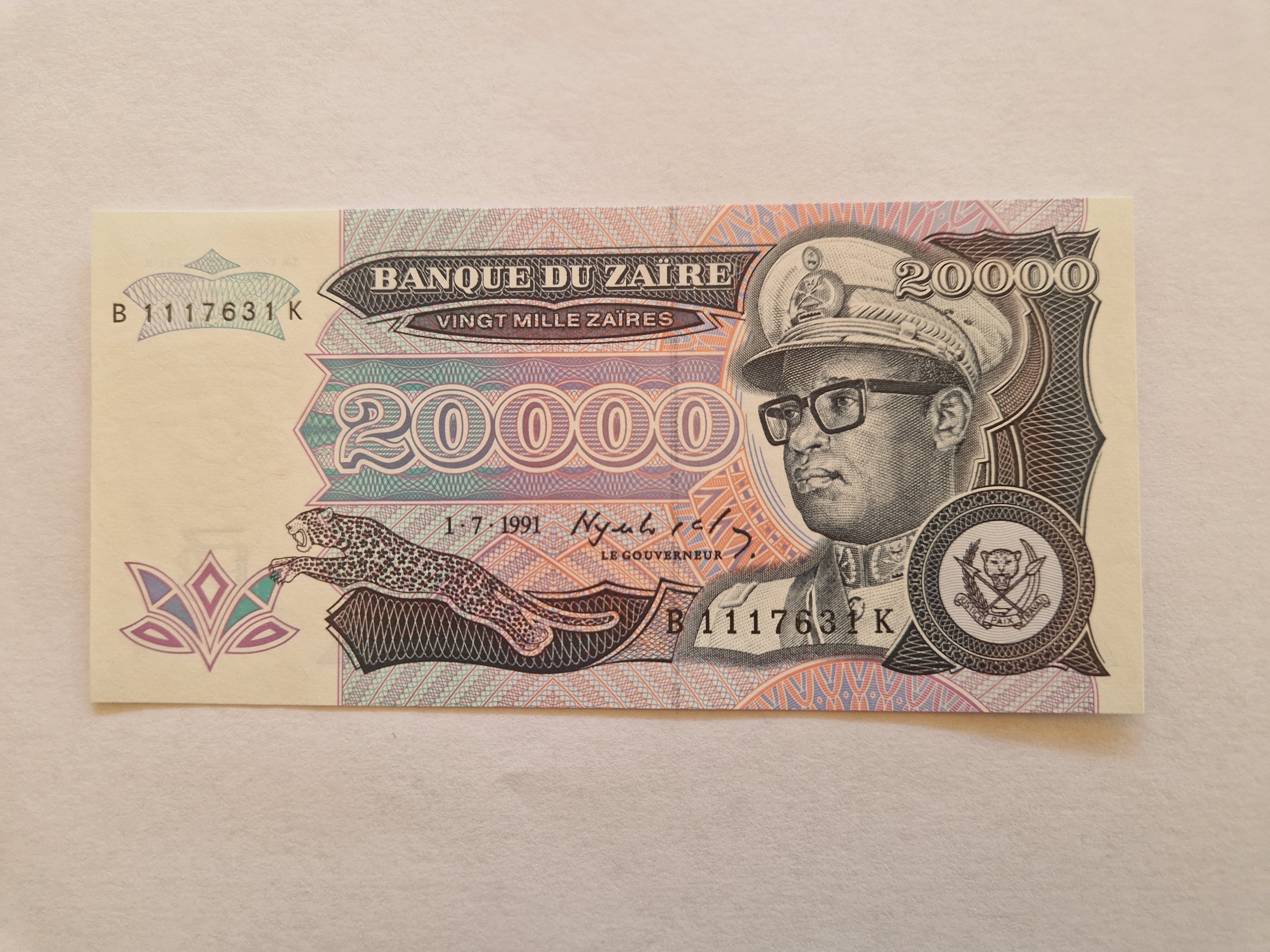 20000 Zaires Zaire 1991