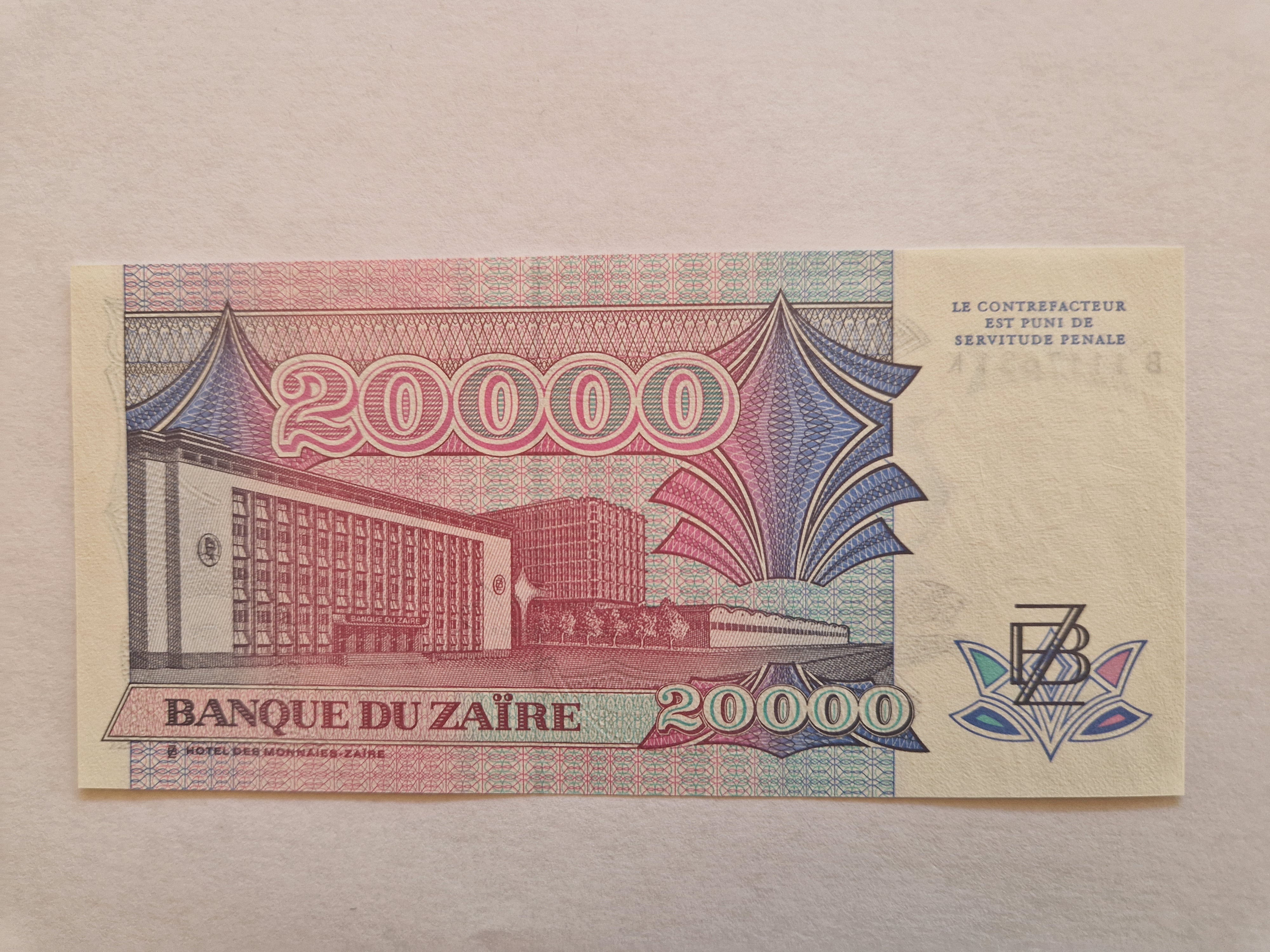 20000 Zaires Zaire 1991