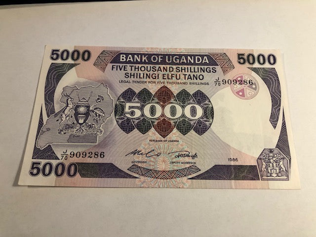 5000 Shillings Uganda 1986