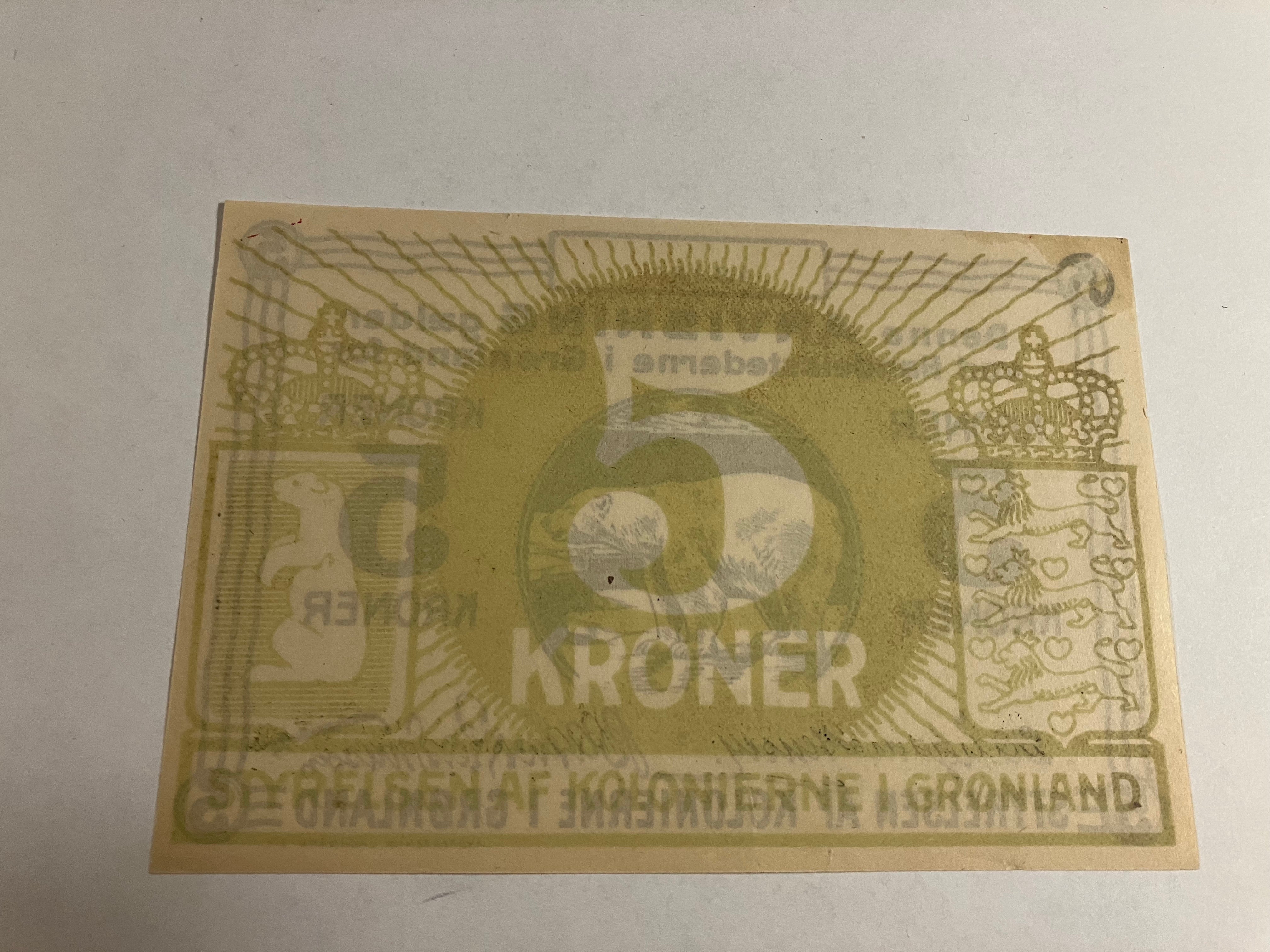 5 kroner anvisning Grønland 1913