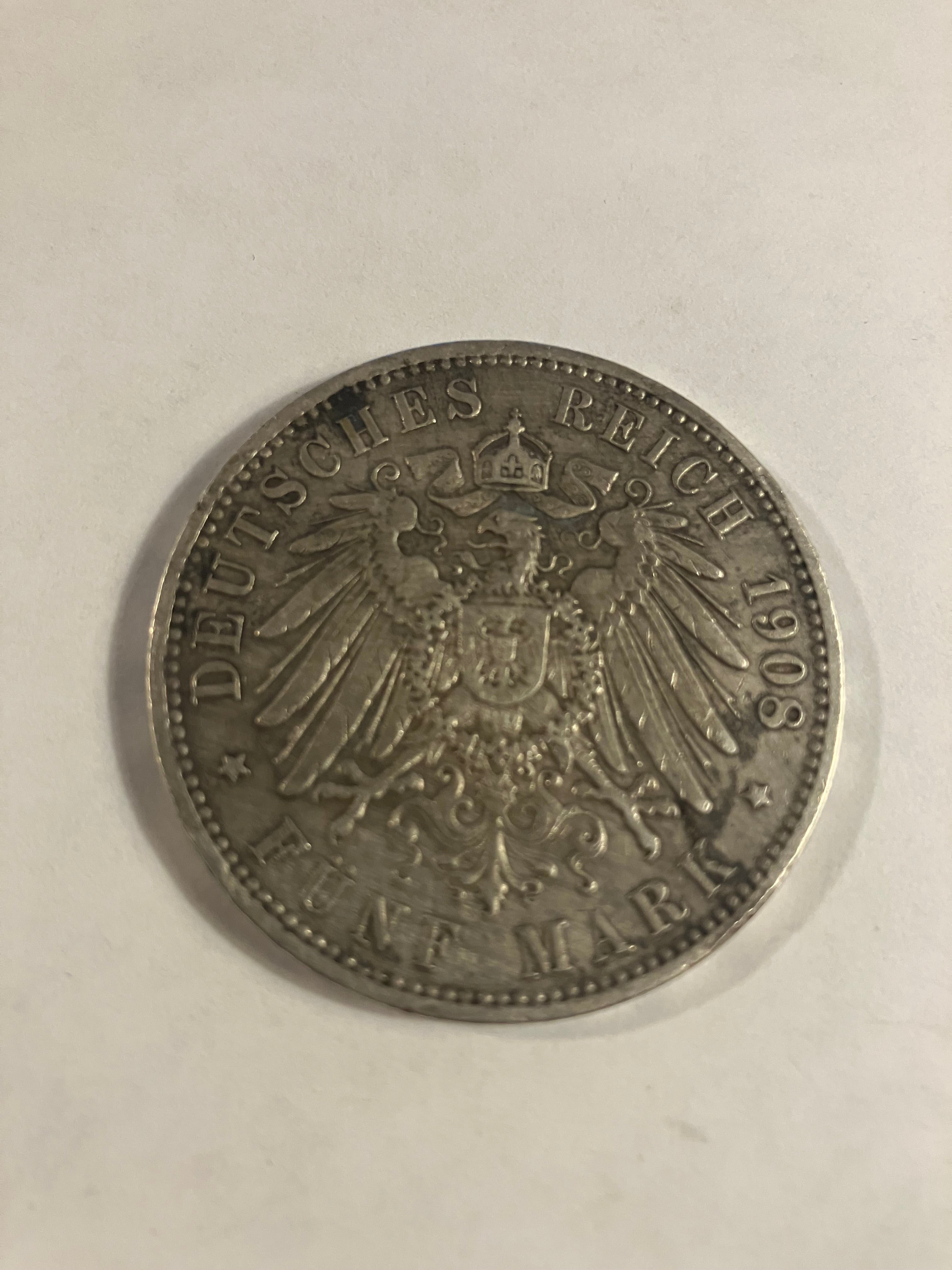 5 mark 1908 J Germany