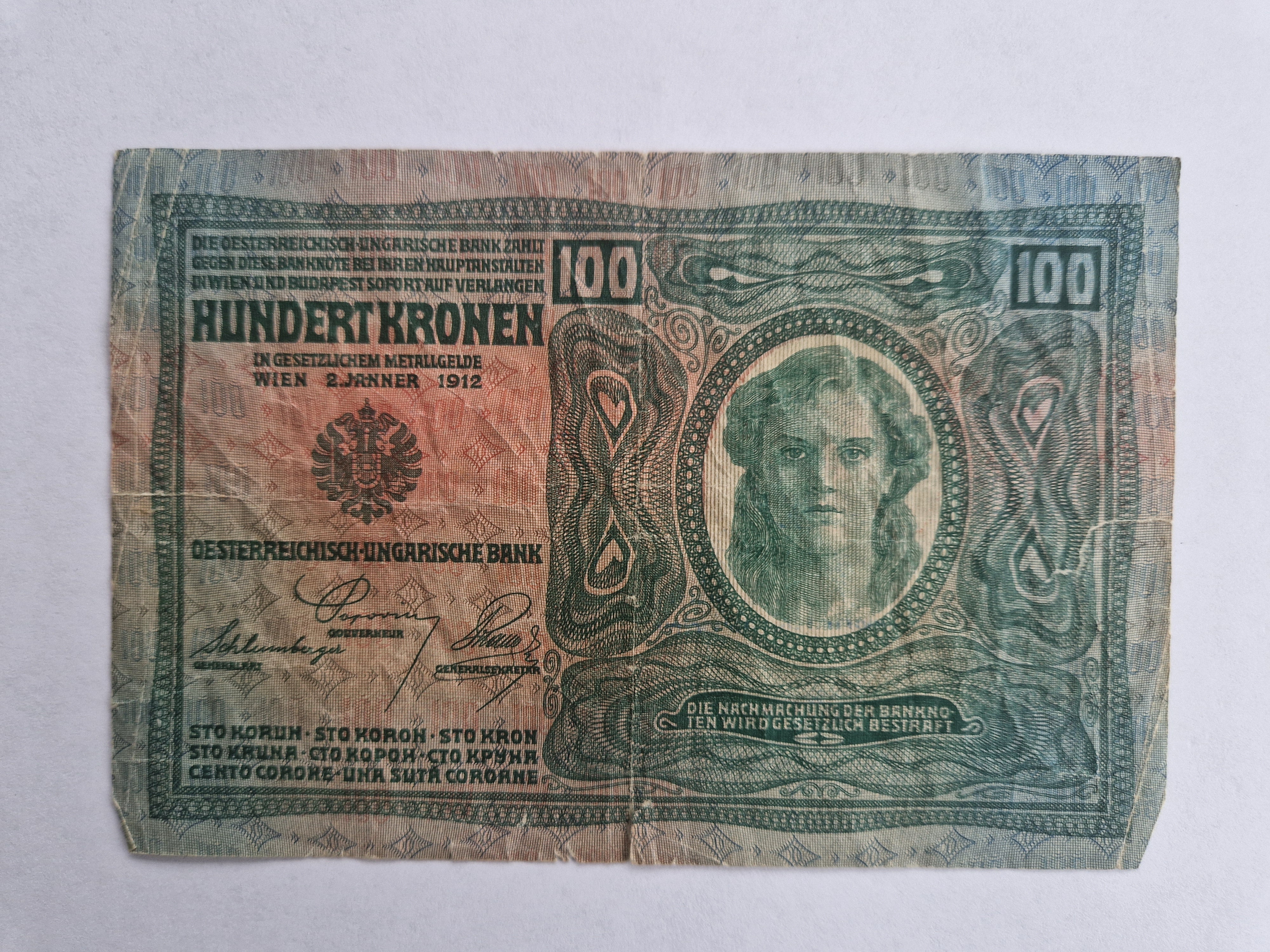 100 Kronen Austria-Hungary - Slidt