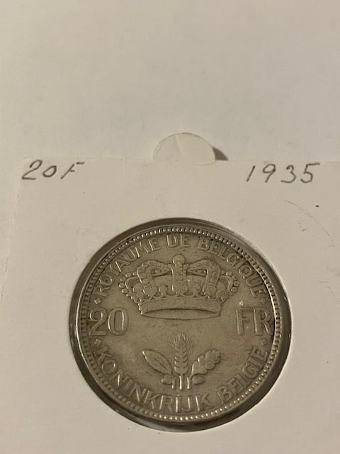 20 Francs Belgium 1935